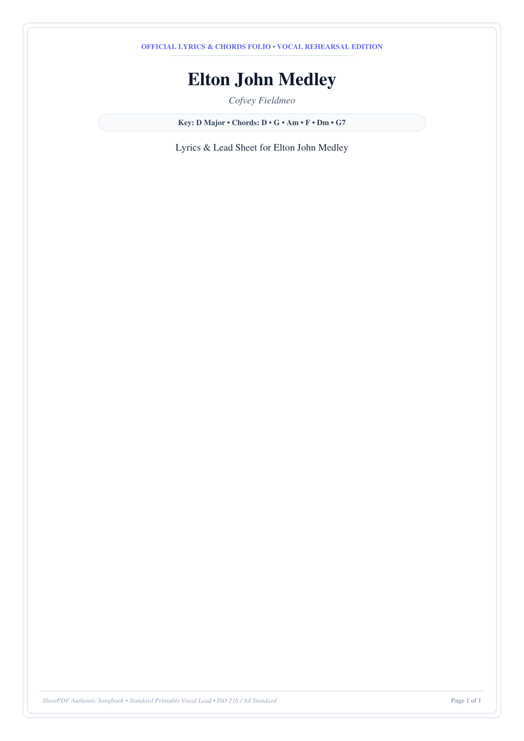 Elton John Medley Piano Sheet Music Page 1 Free PDF