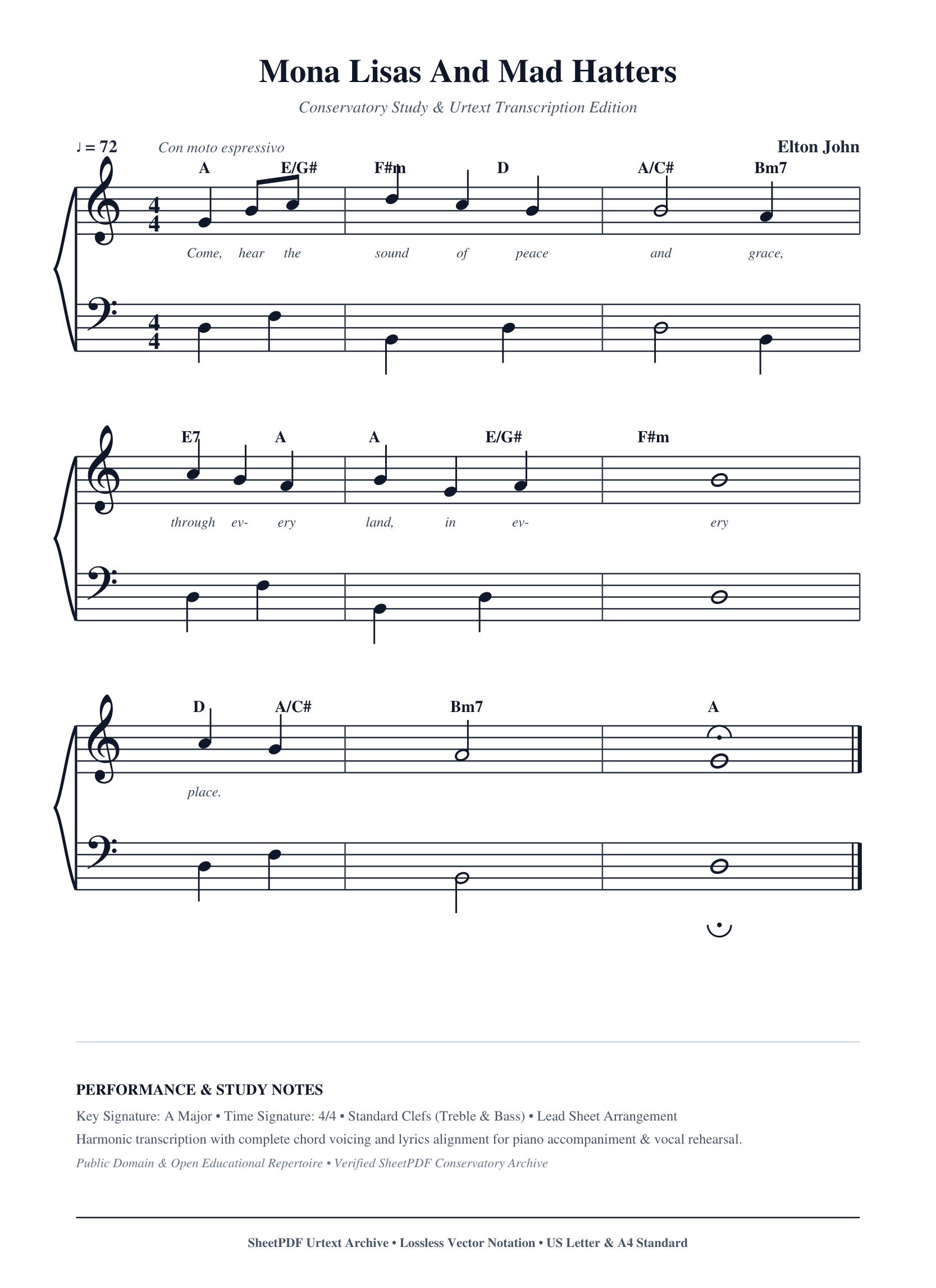 Mona Lisas And Mad Hatters Piano Sheet Music Score Page 1