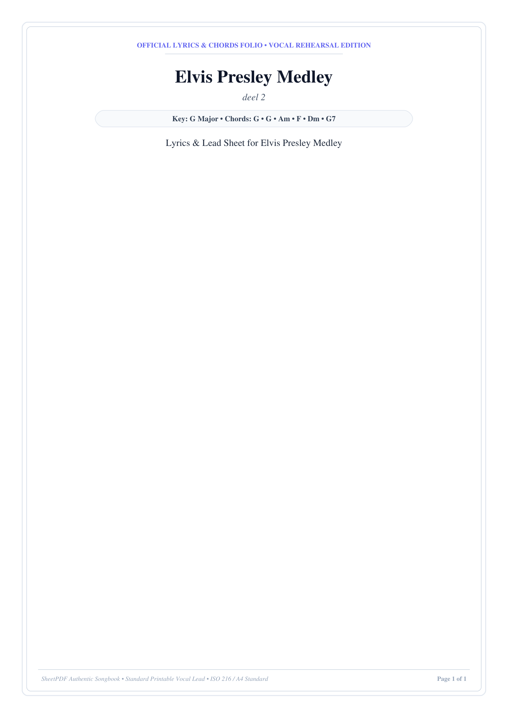 Elvis Presley Medley Piano Sheet Music Page 1 Free PDF