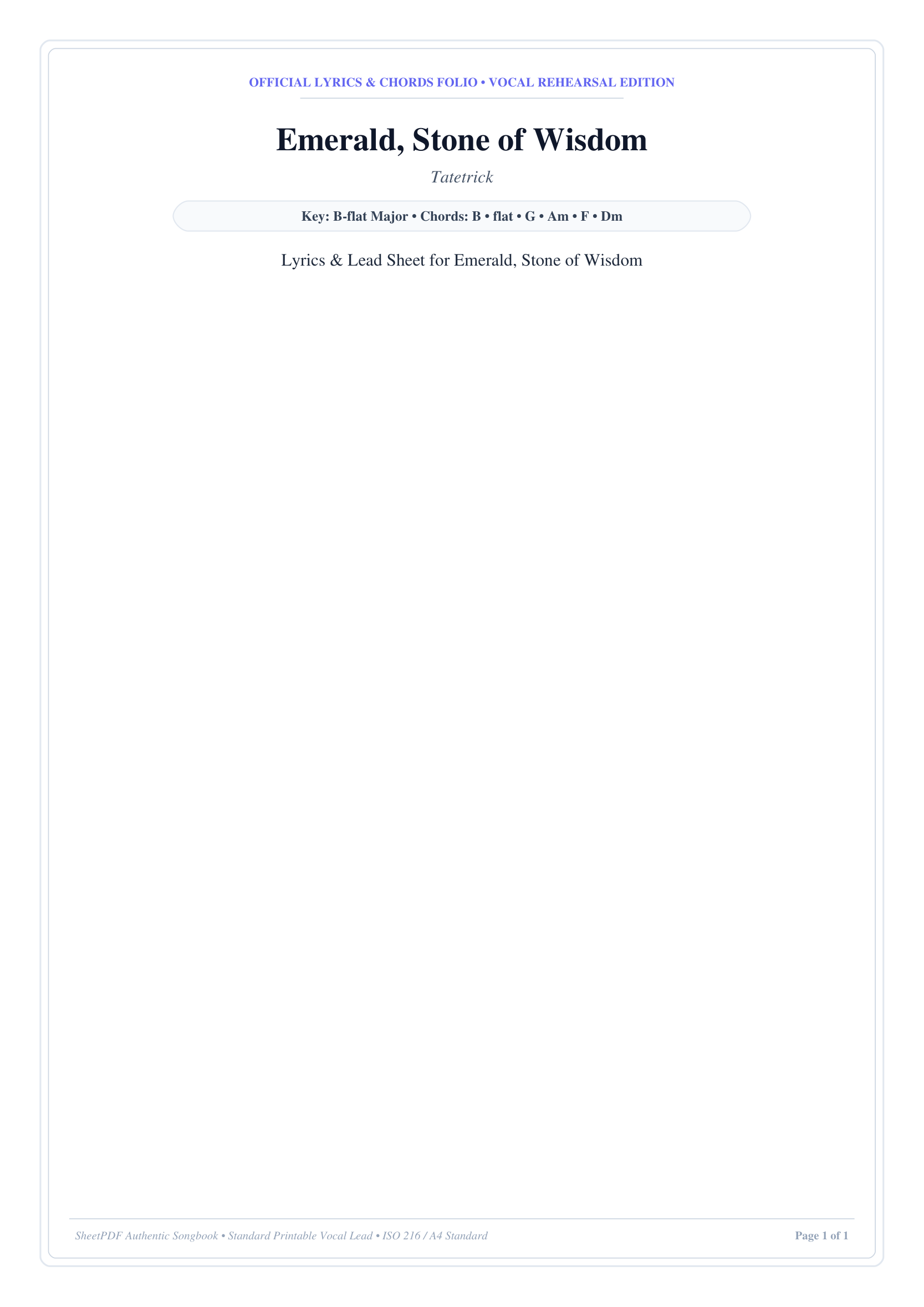 Emerald, Stone of Wisdom Piano Sheet Music Page 1 Free PDF