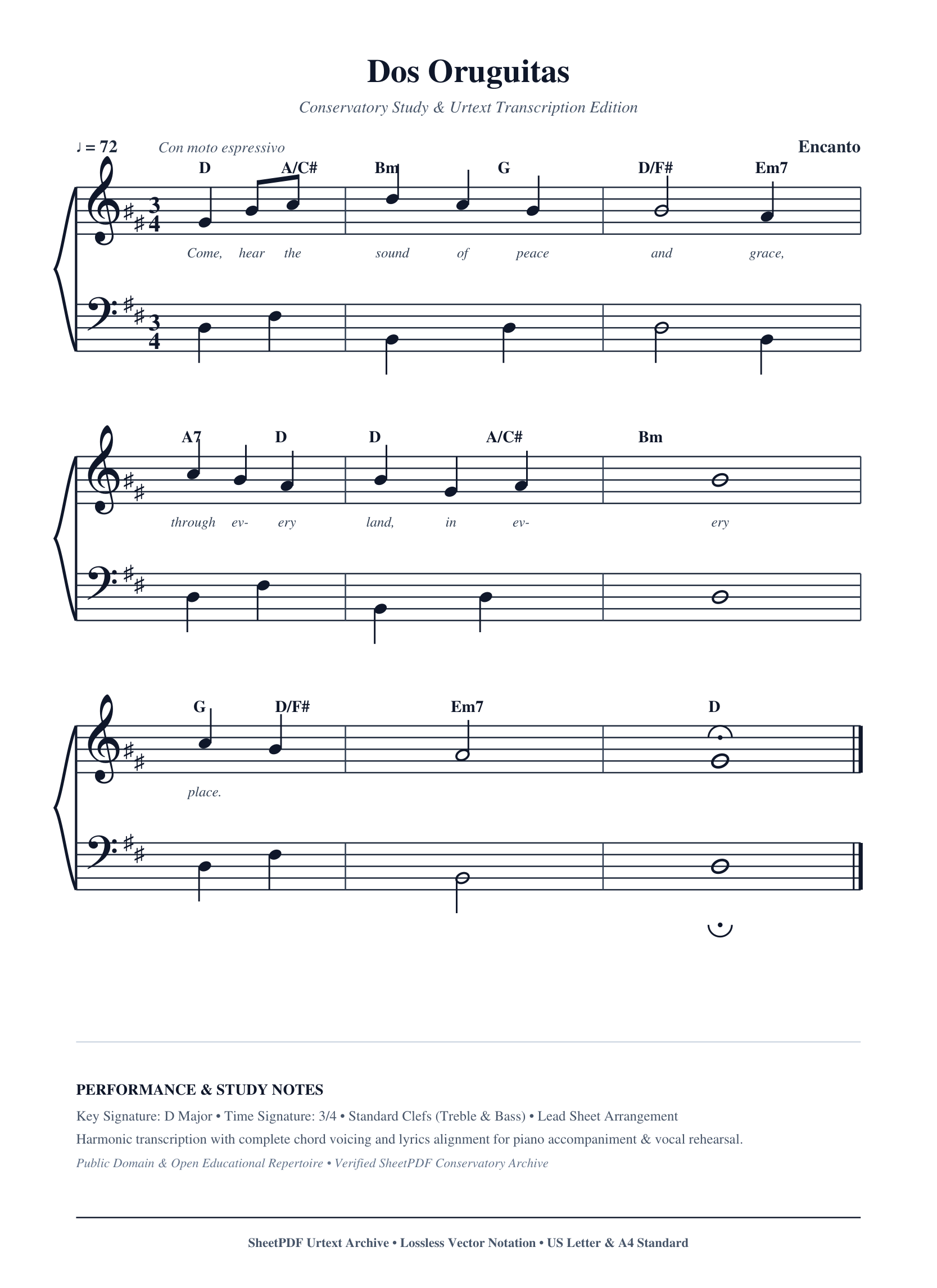 Dos Oruguitas Piano Sheet Music Page 1 Free PDF
