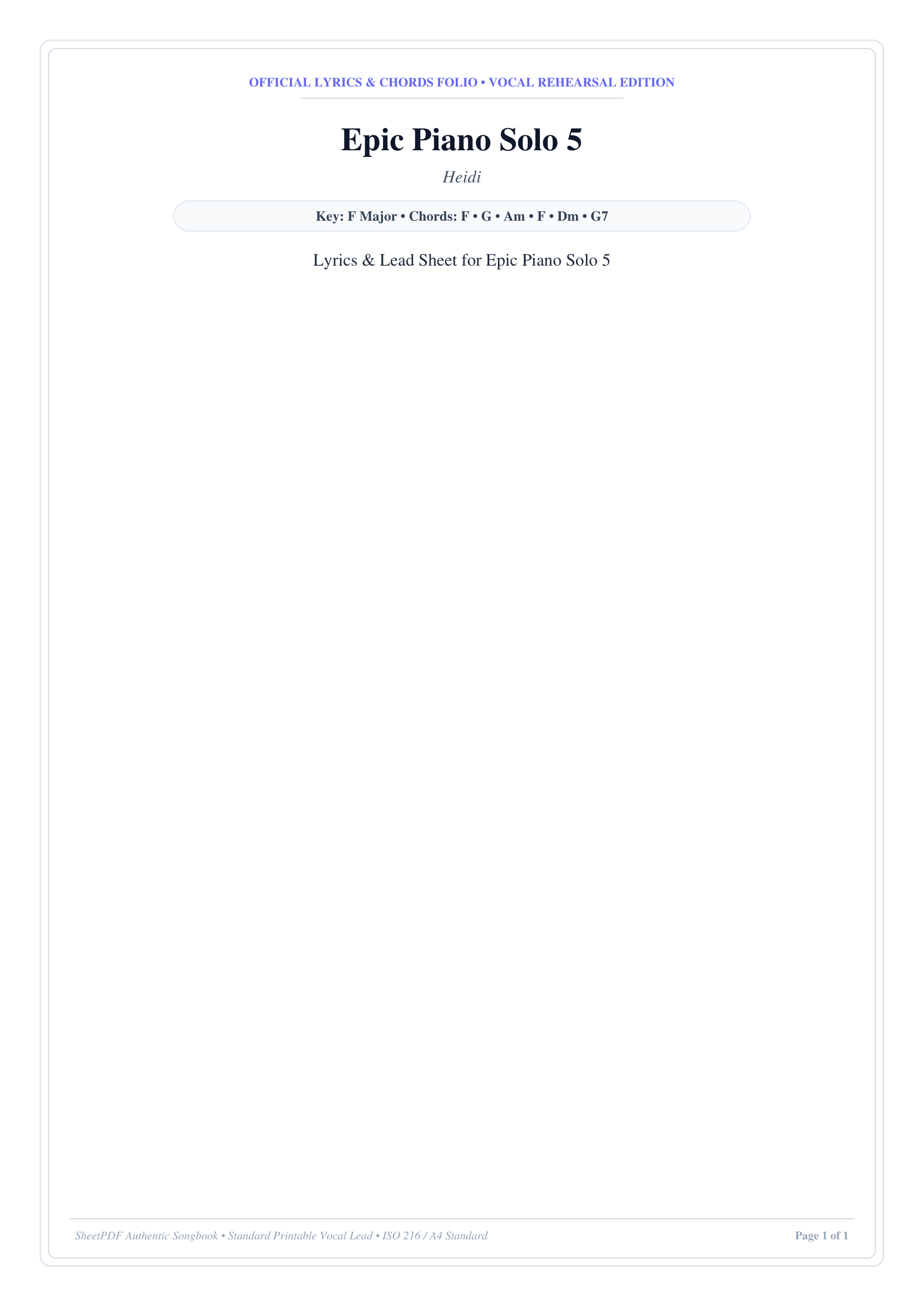 Epic Piano Solo 5 Piano Sheet Music Page 1 Free PDF