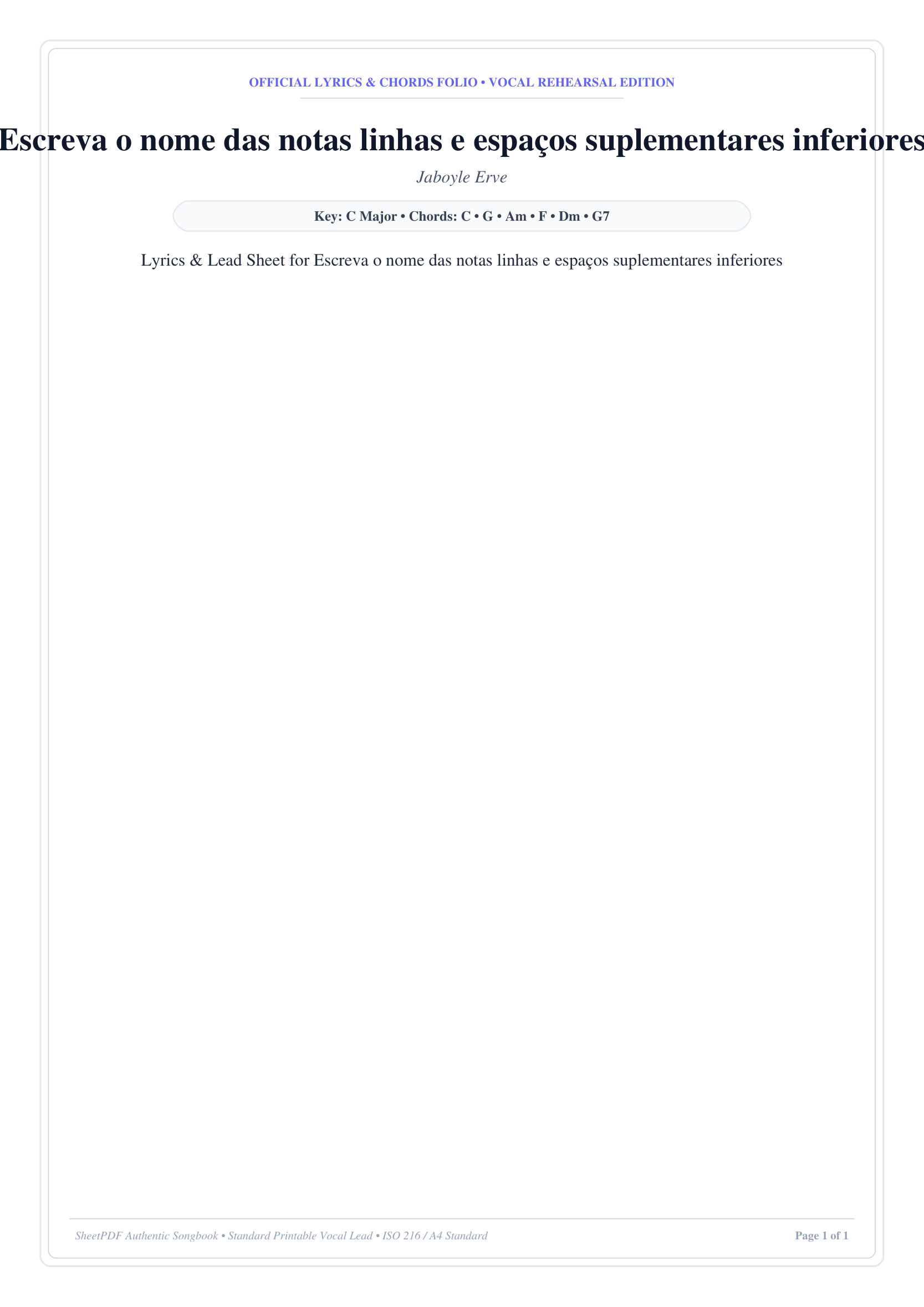 Escreva o nome das notas linhas e espaços suplementares inferiores Piano Sheet Music Page 1 Free PDF