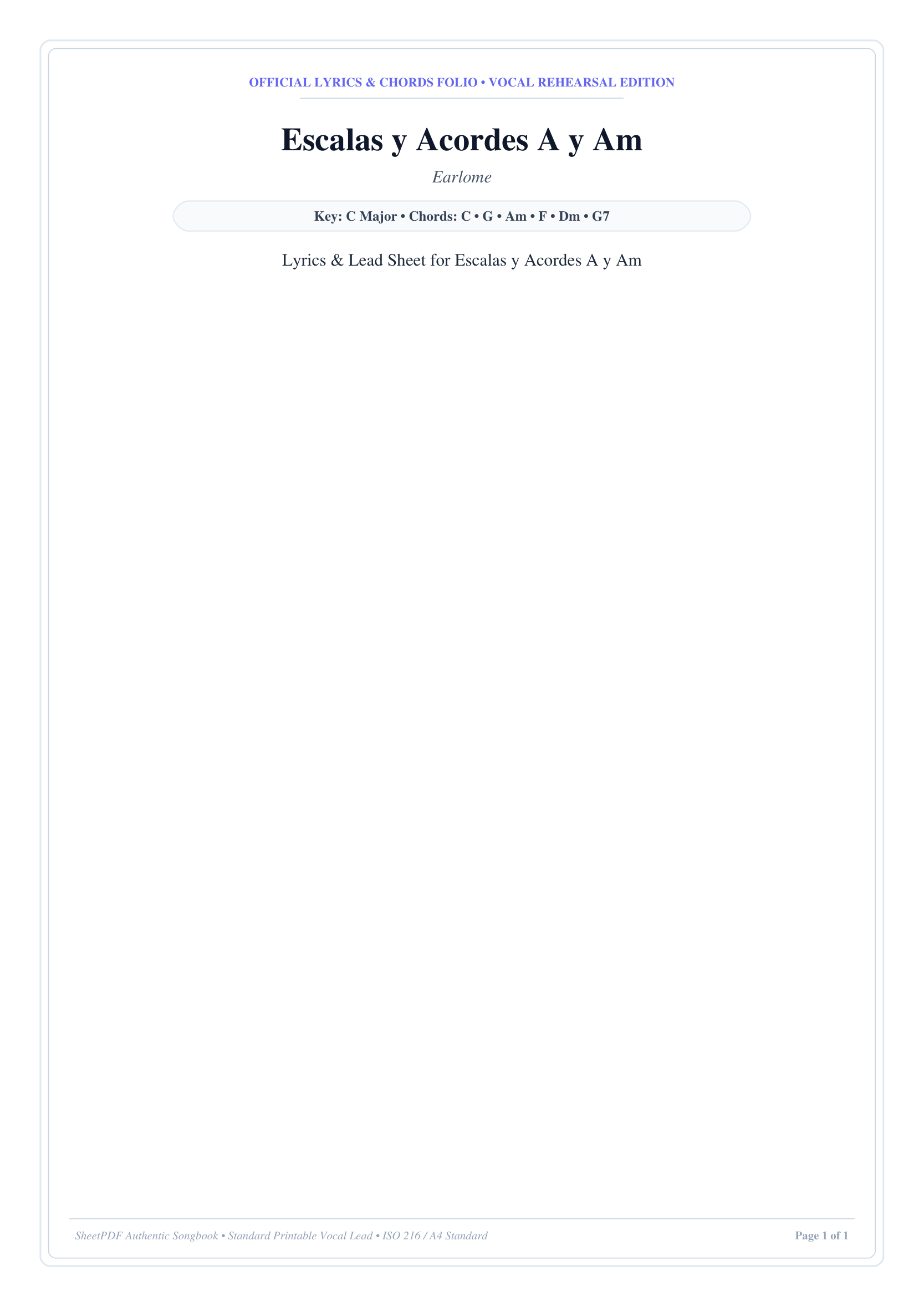 Escalas y Acordes A y Am Piano Sheet Music Page 1 Free PDF