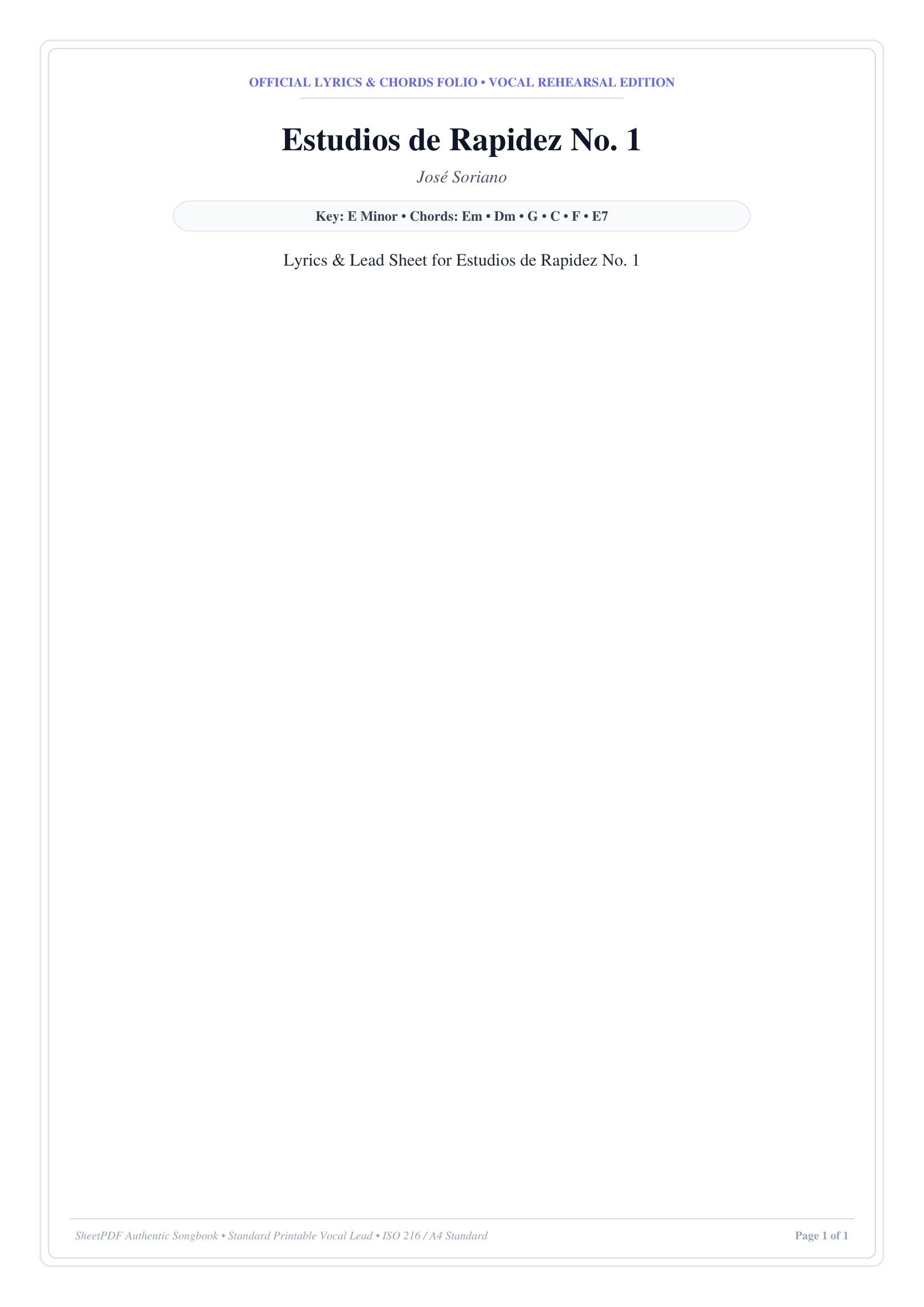 Estudios de Rapidez No. 1 Piano Sheet Music Page 1 Free PDF