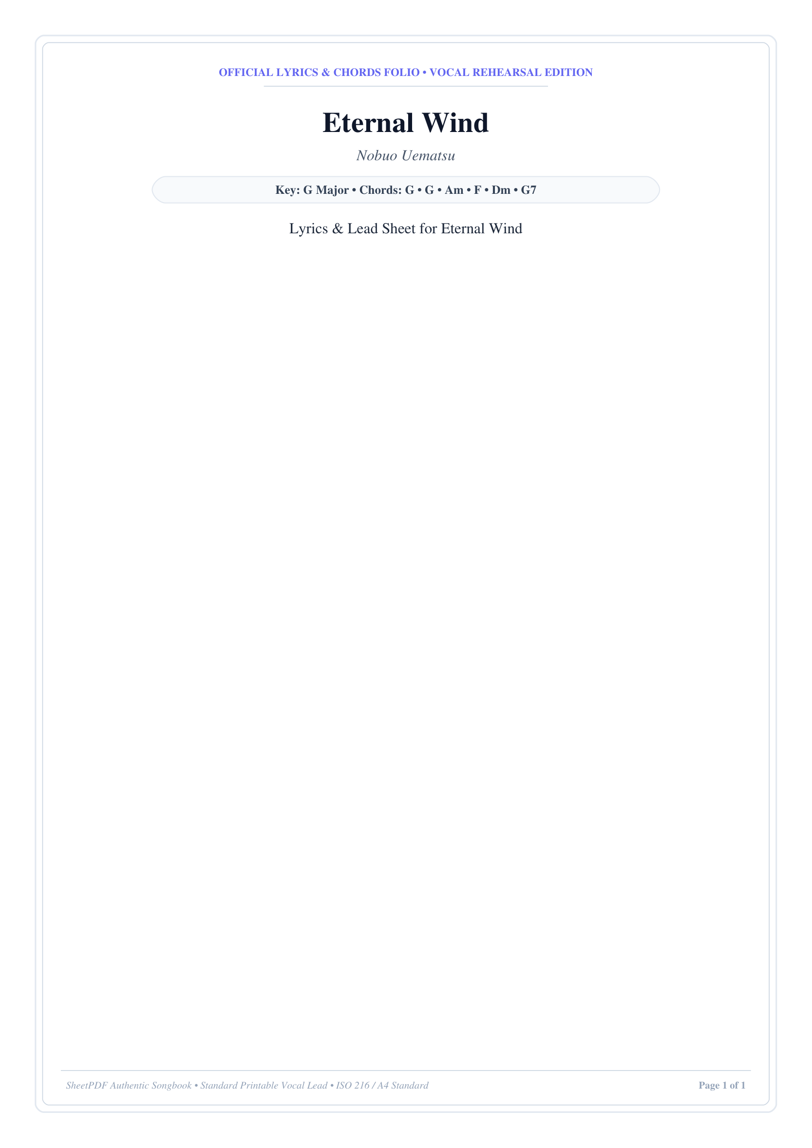 Eternal Wind Piano Sheet Music Score Page 1