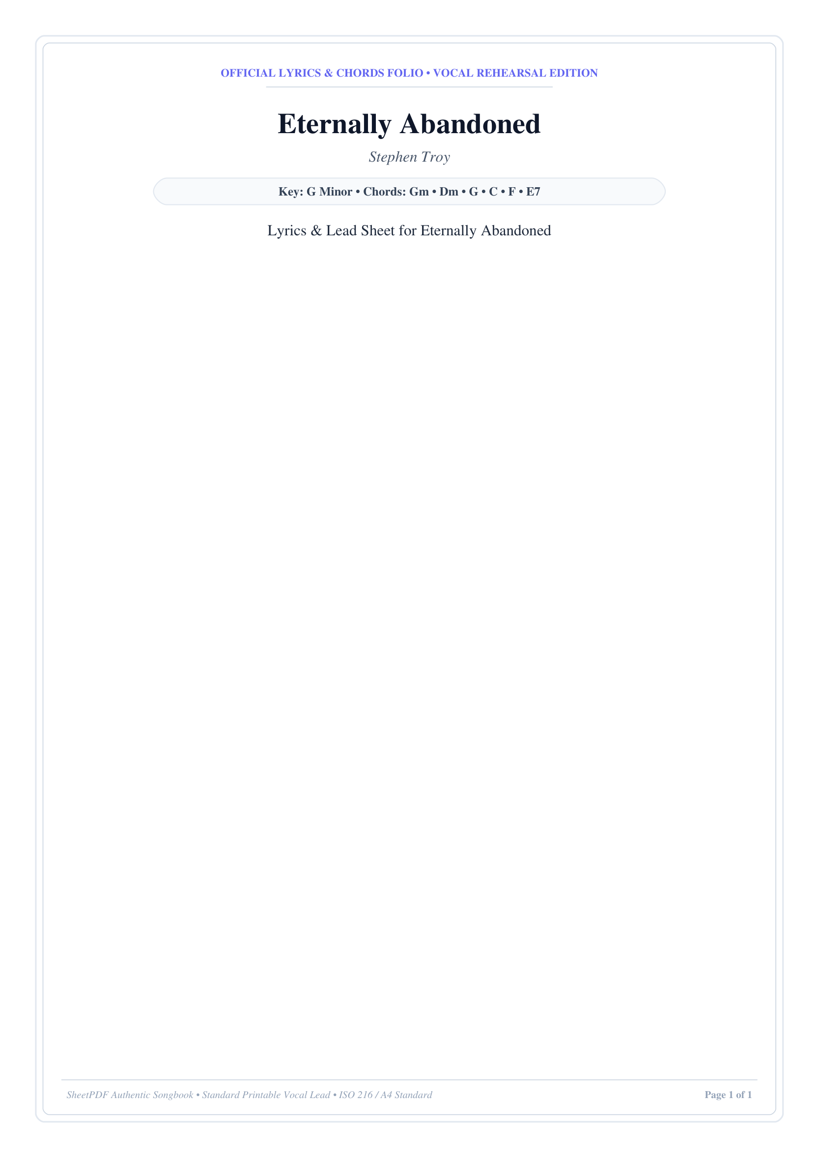 Eternally Abandoned Piano Sheet Music Page 1 Free PDF