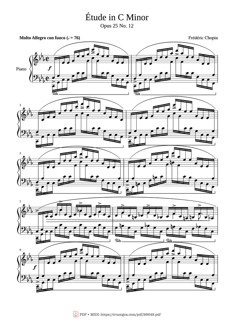 Etude No. 2 in E Minor, Op. 73 Piano Sheet Music Page 1 Free PDF