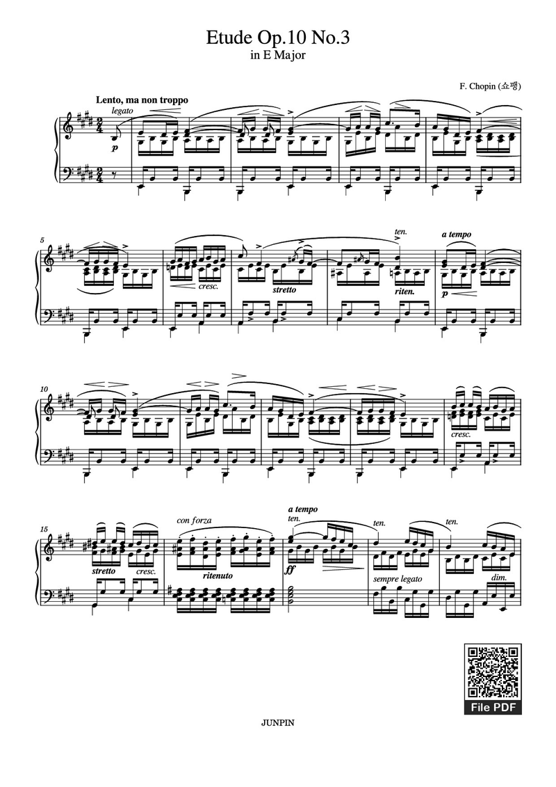 Etude No. 8 in E Major Piano Sheet Music Page 1 Free PDF