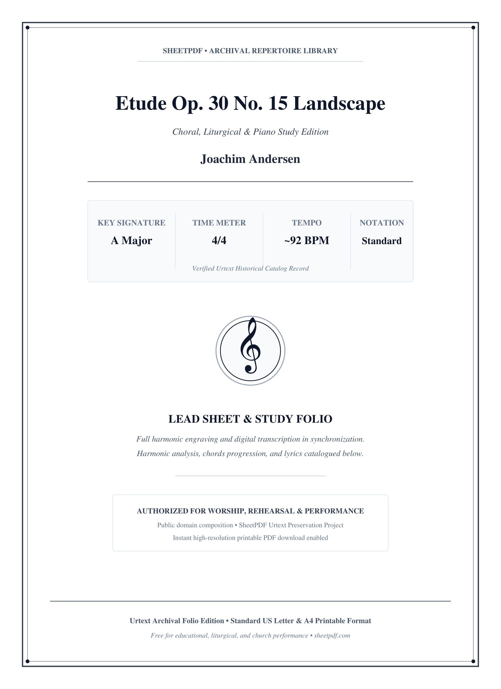 Etude Op. 30 No. 15 Landscape Piano Sheet Music Page 1 Free PDF