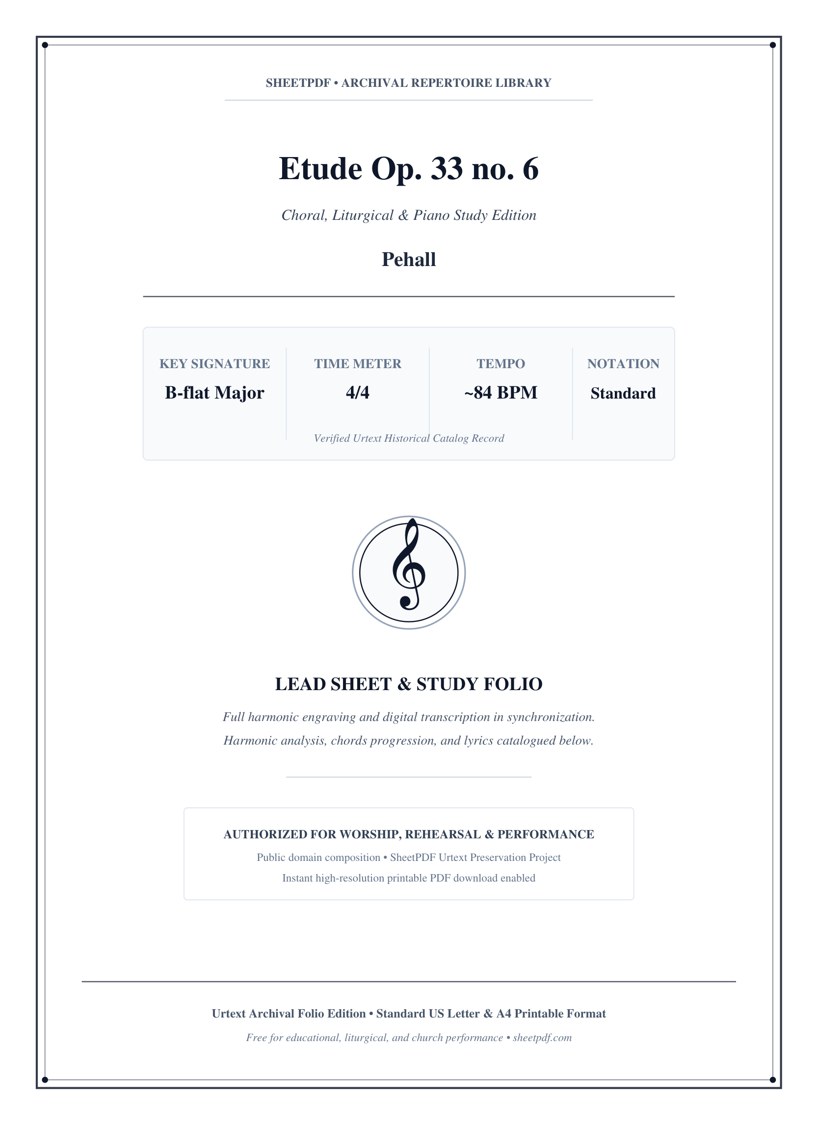 Etude Op. 33 no. 6 Piano Sheet Music Score Page 1