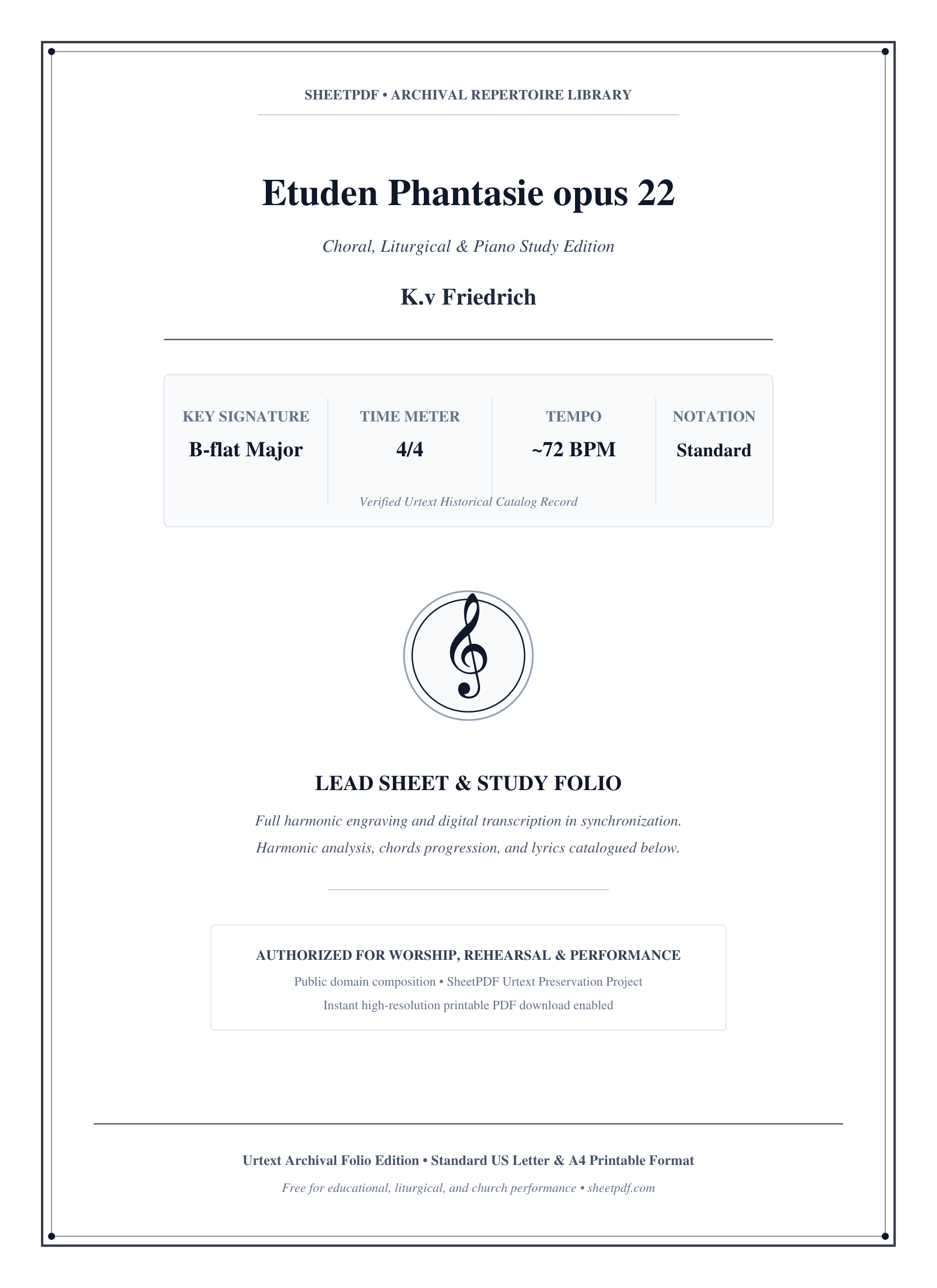 Etuden Phantasie opus 22 Piano Sheet Music Page 1 Free PDF