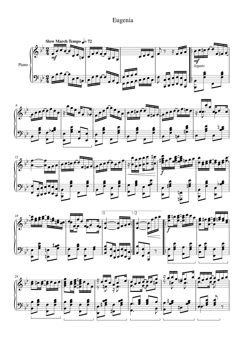 Eugenia Piano Sheet Music Score Page 1