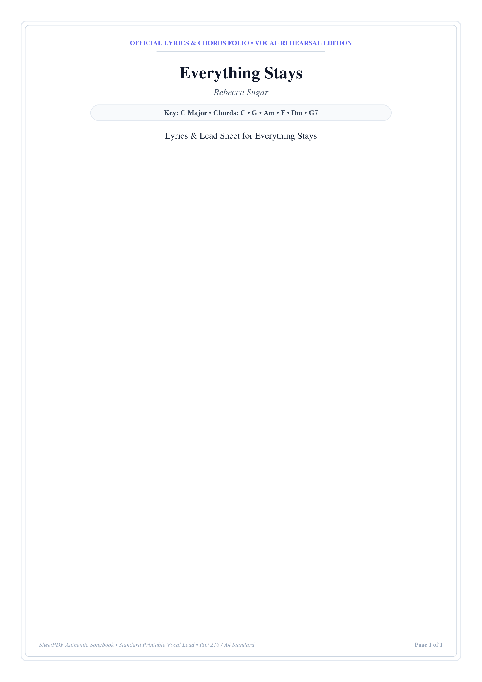 Everything Stays Piano Sheet Music Page 1 Free PDF