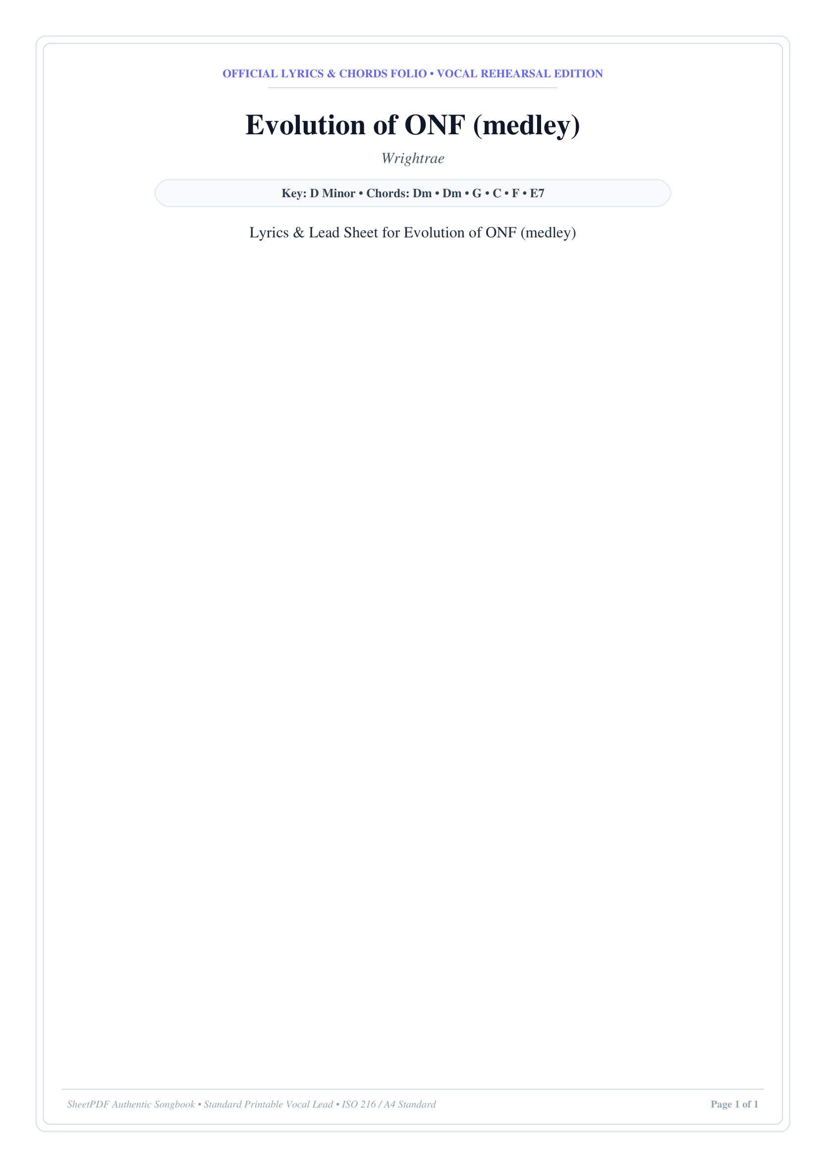 Evolution of ONF (medley) Piano Sheet Music Page 1 Free PDF