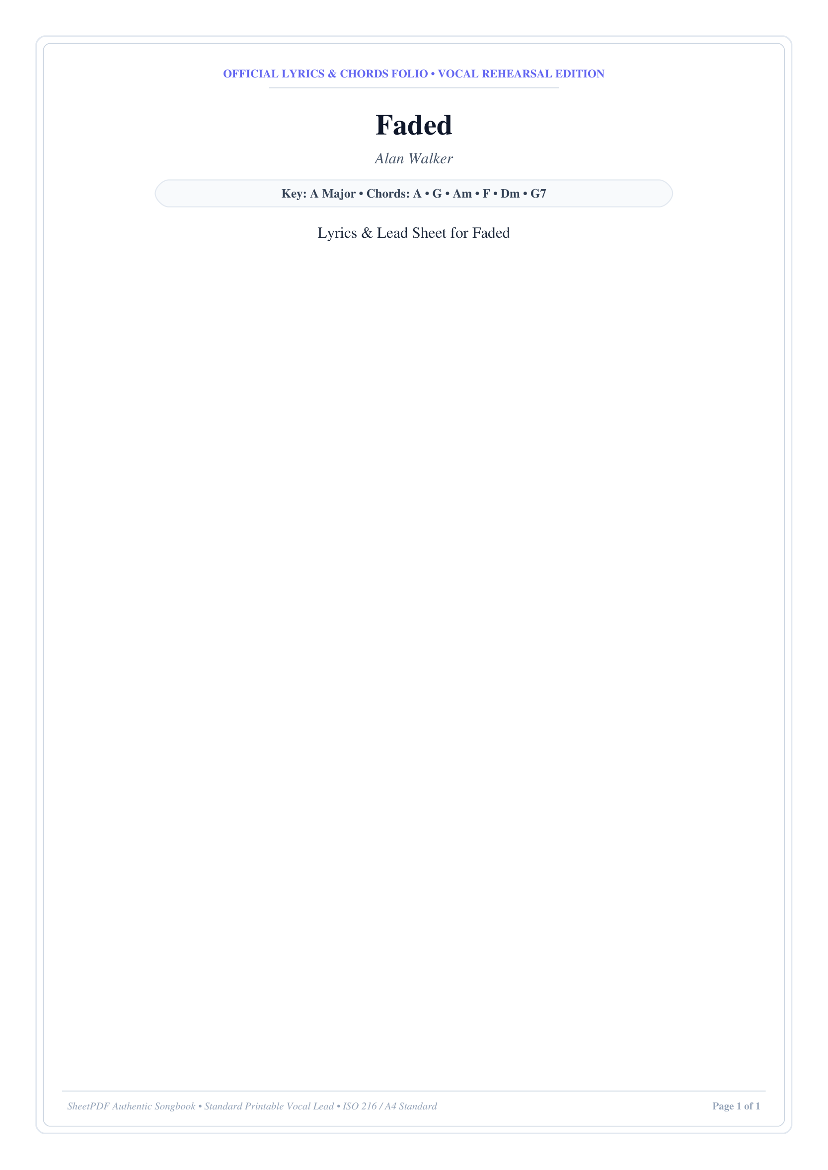 Faded Piano Sheet Music Page 1 Free PDF