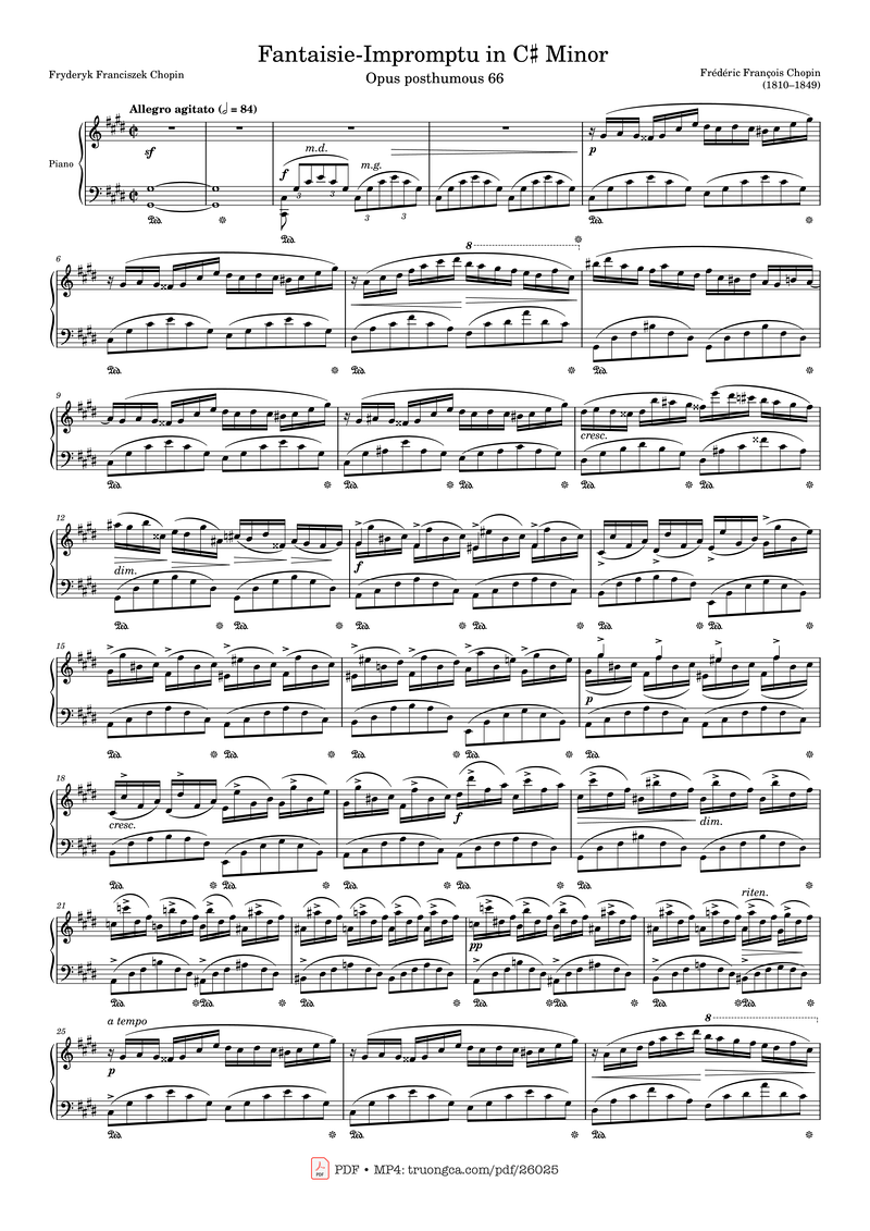 Fantaisie in Eb minor Piano Sheet Music Page 1 Free PDF