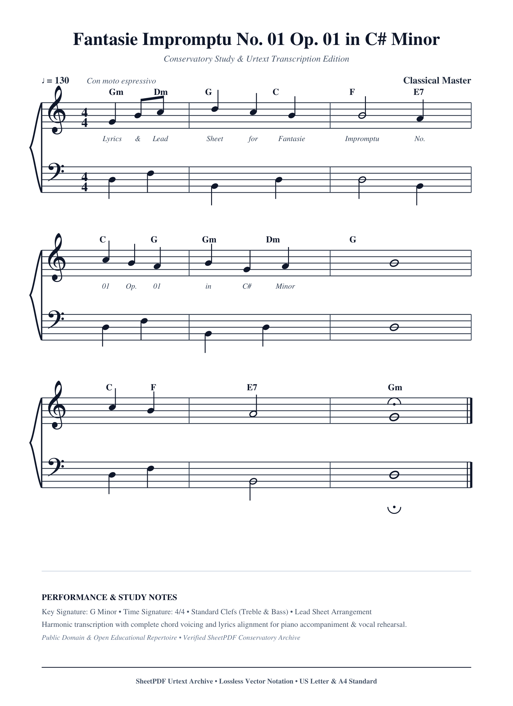 Fantasie Impromptu No. 01 Op. 01 in C# Minor Piano Sheet Music Page 1 Free PDF