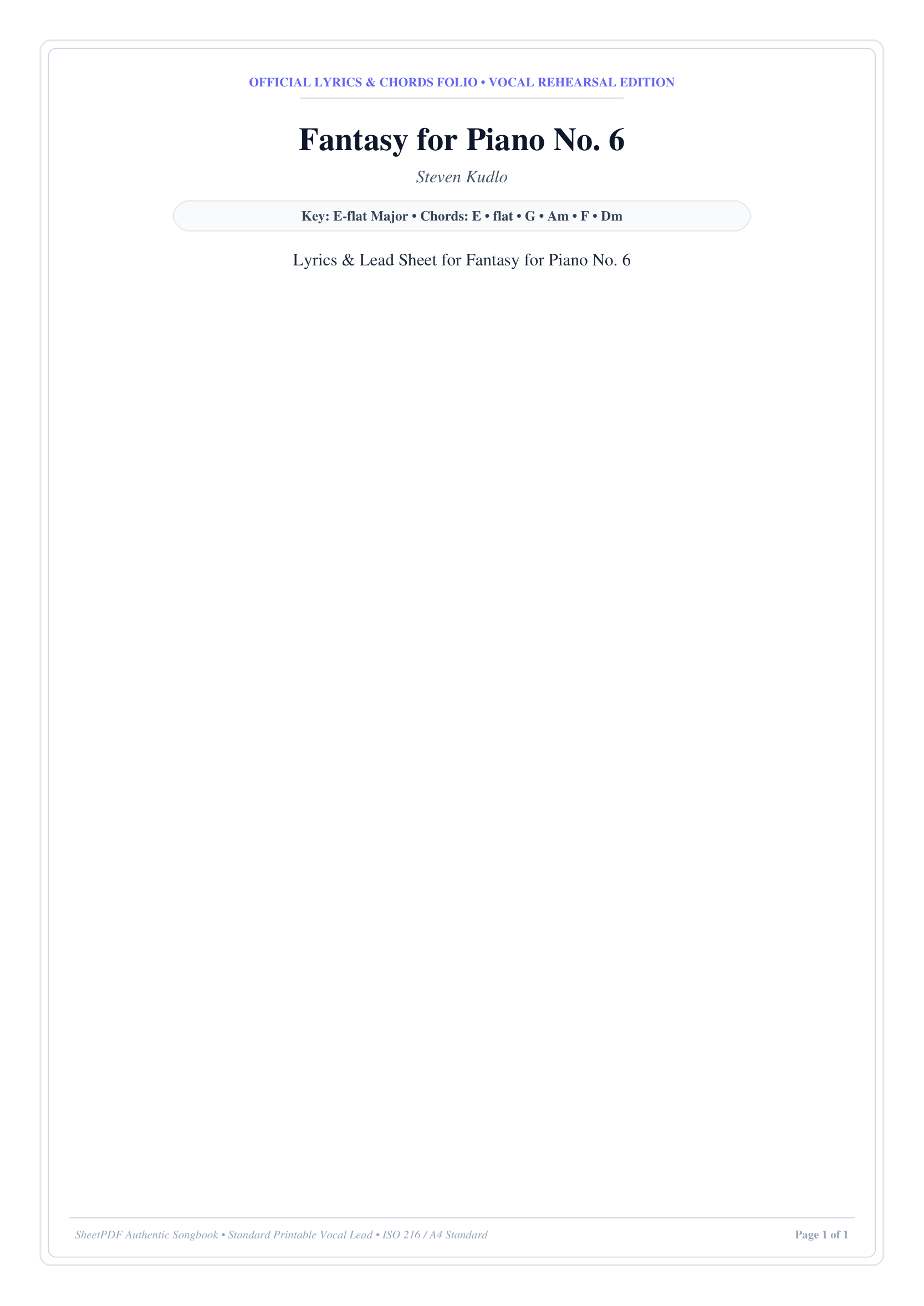 Fantasy for Piano No. 6 Piano Sheet Music Page 1 Free PDF