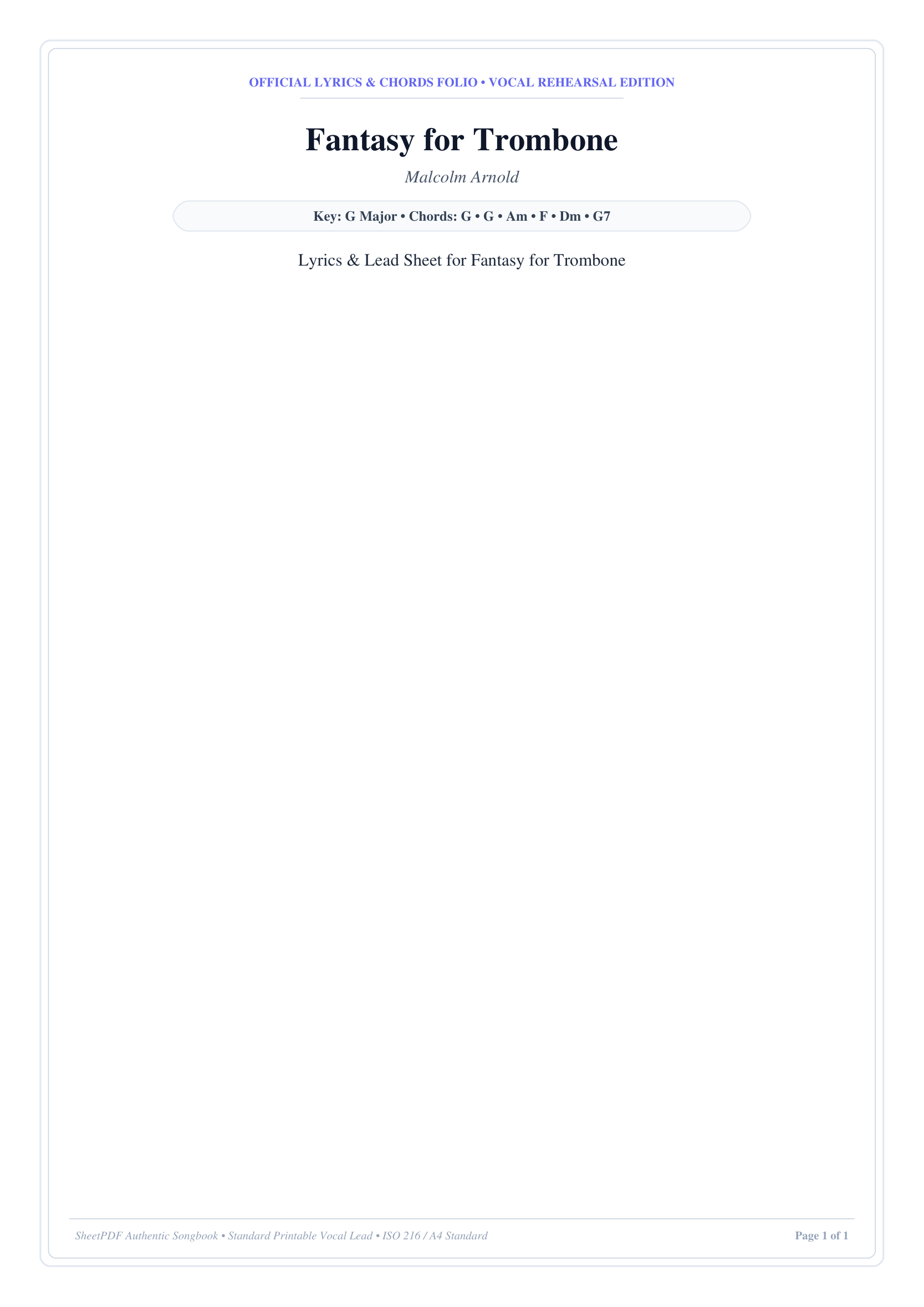 Fantasy for Trombone Piano Sheet Music Page 1 Free PDF