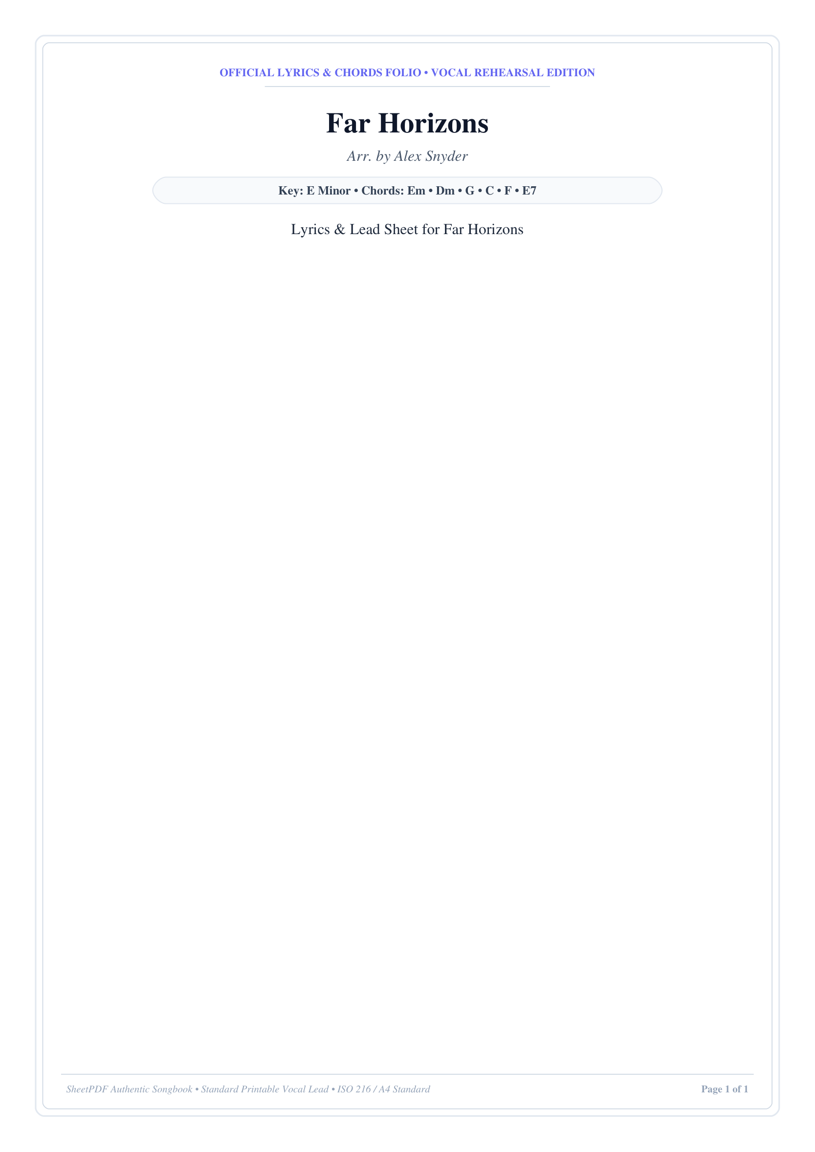 Far Horizons Piano Sheet Music Page 1 Free PDF