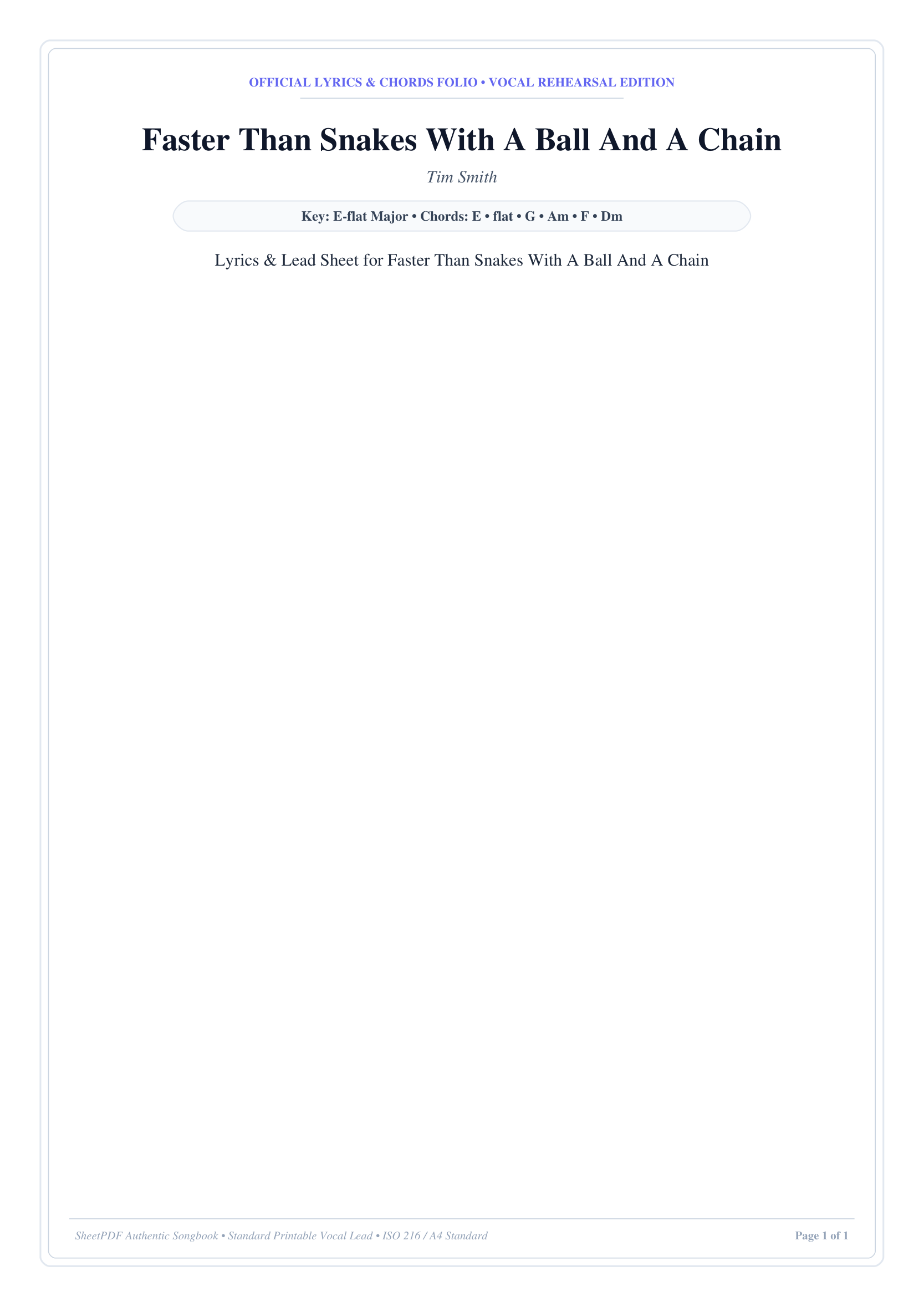 Faster Than Snakes With A Ball And A Chain Piano Sheet Music Page 1 Free PDF