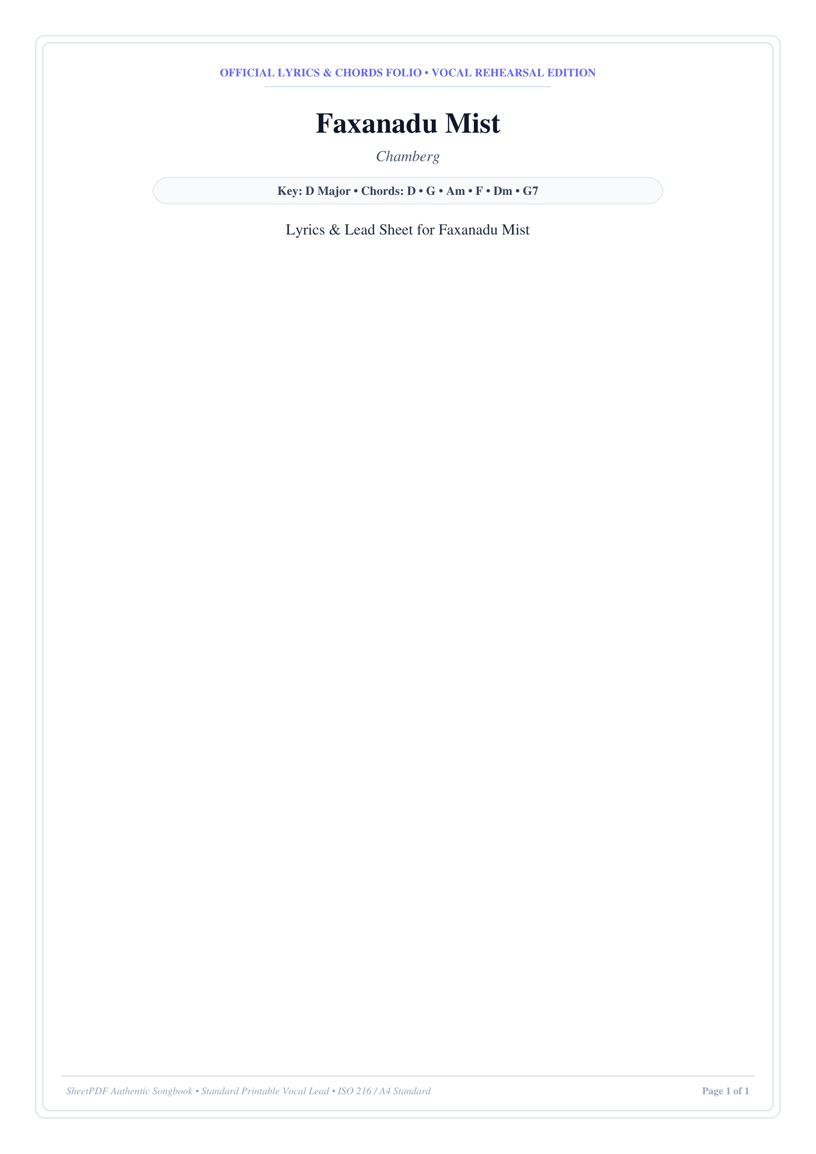 Faxanadu Mist Lyrics & Chords Folio