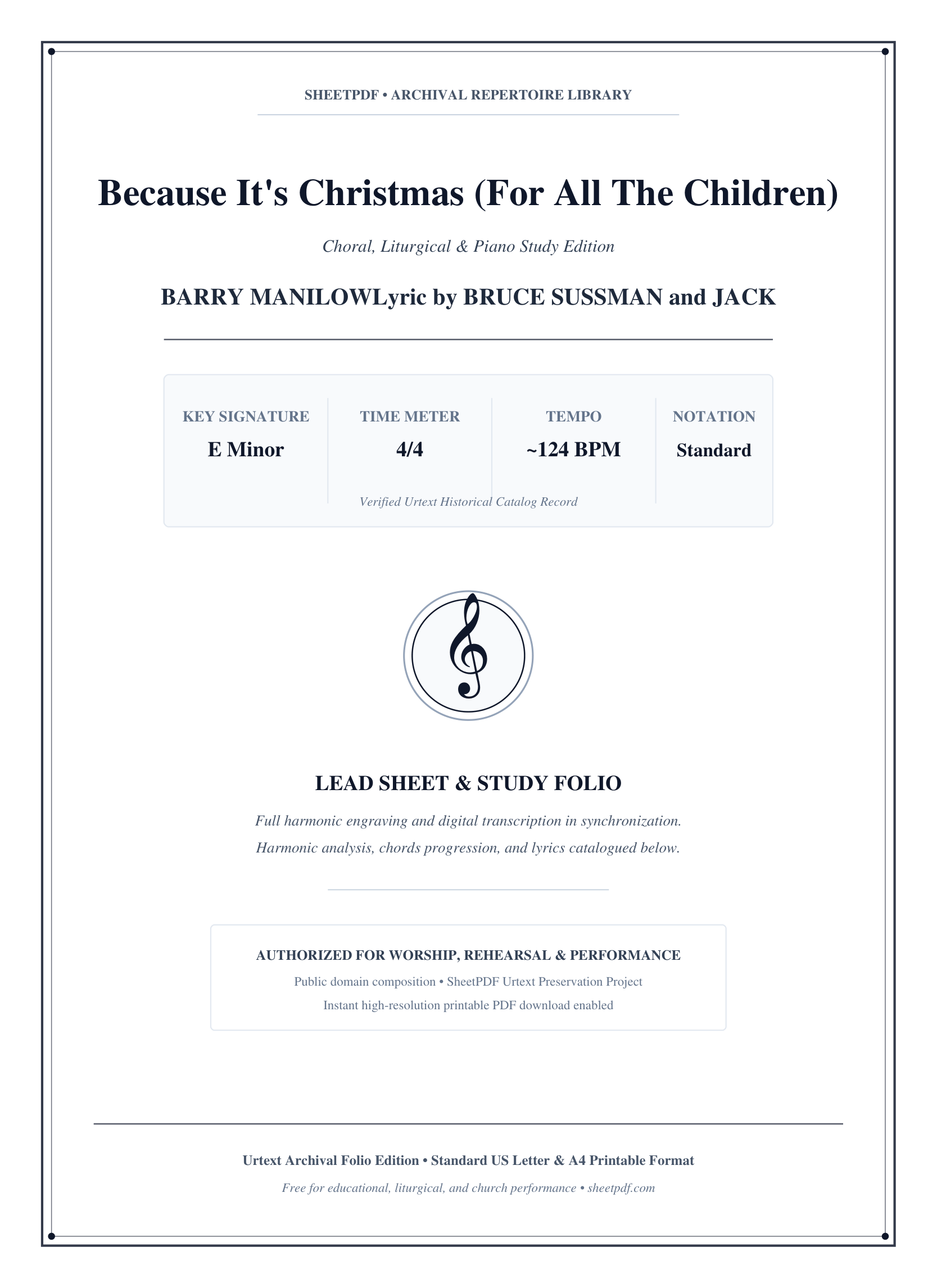 Because It's Christmas (For All The Children) Piano Sheet Music Page 1 Free PDF