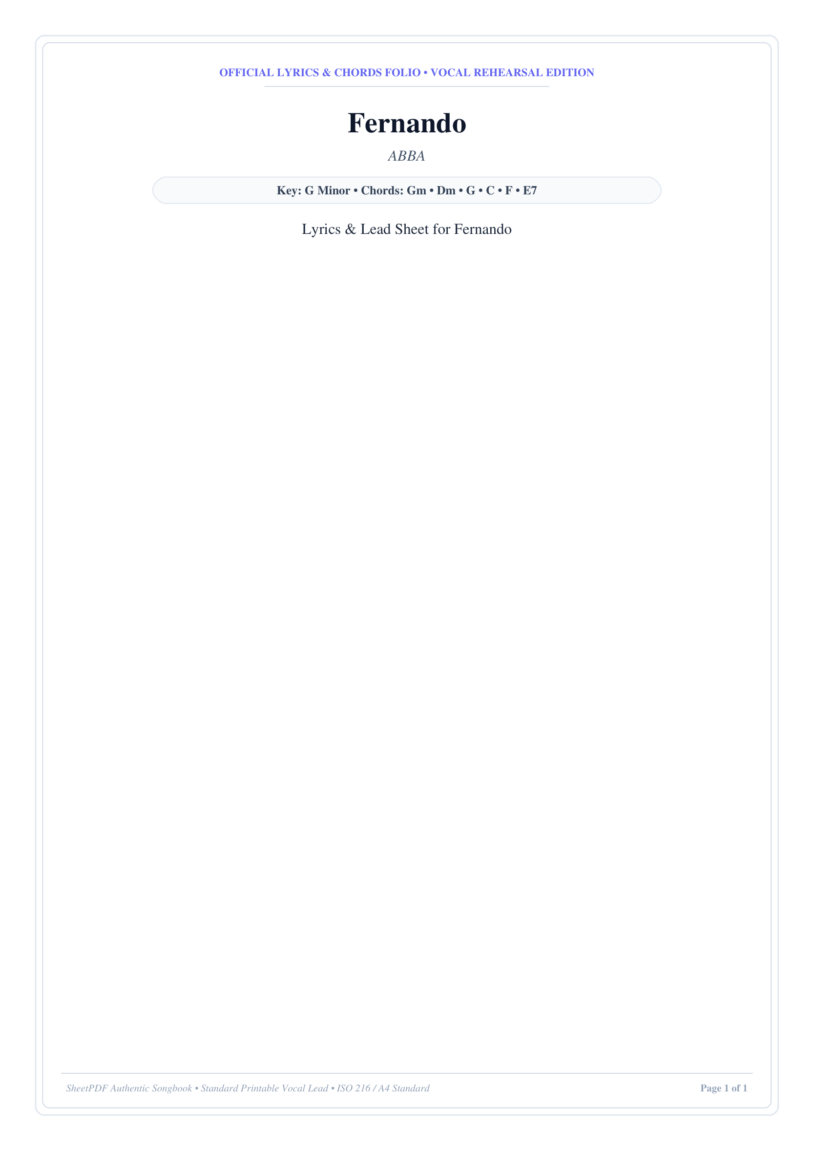 Fernando Piano Sheet Music Page 1 Free PDF
