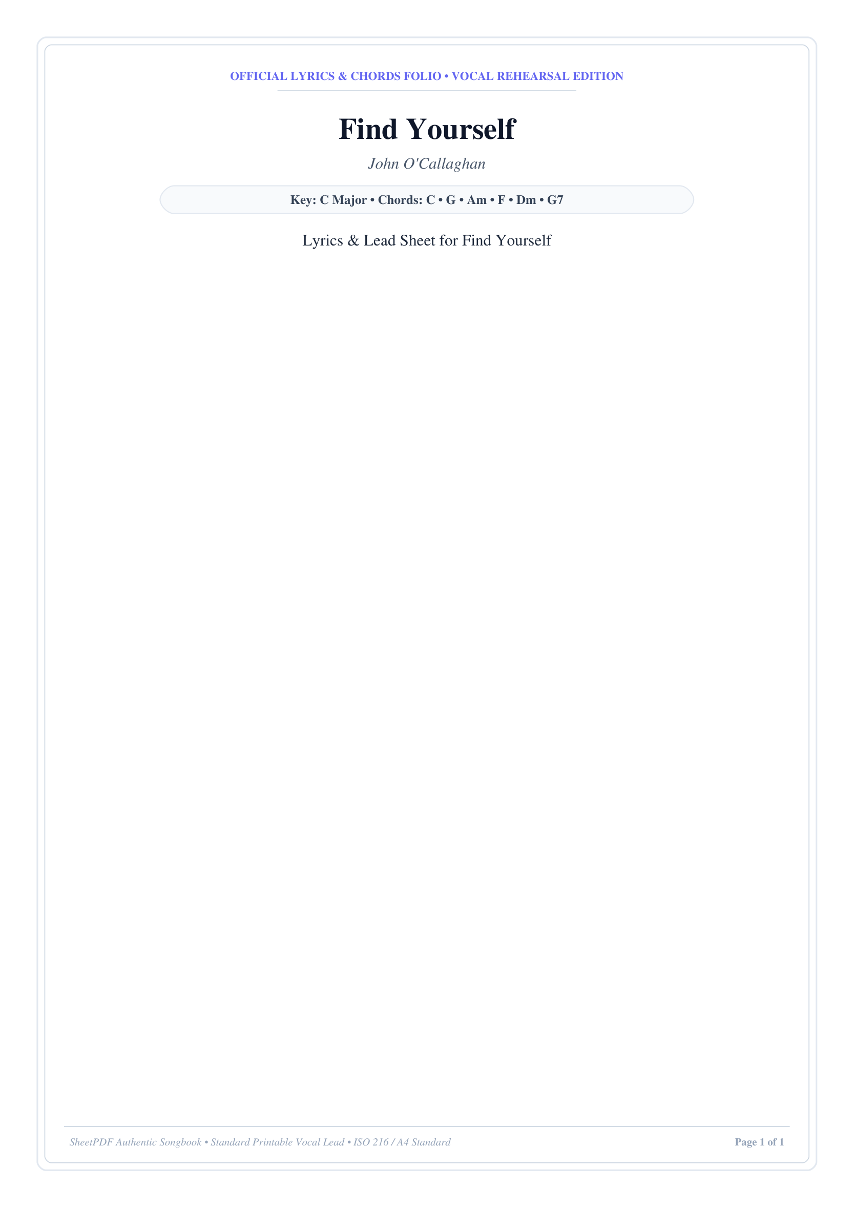 Find Yourself Piano Sheet Music Page 1 Free PDF