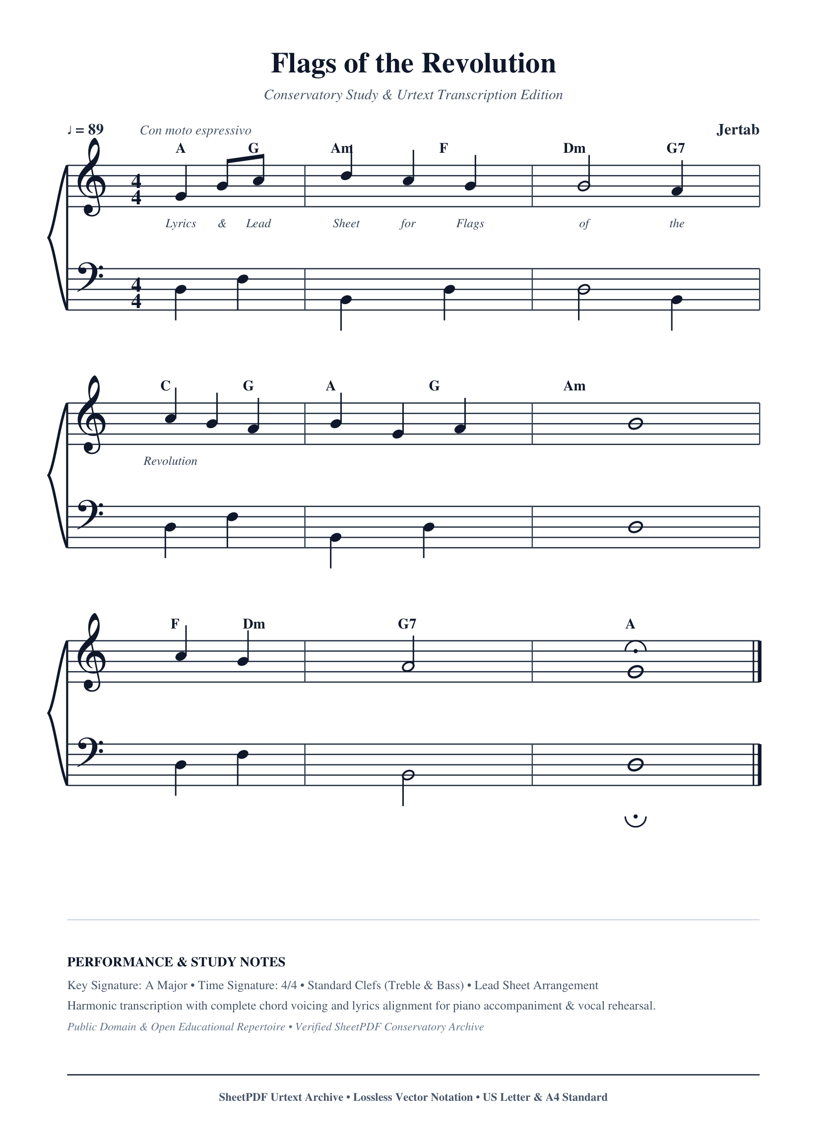 Flags of the Revolution Piano Sheet Music Score Page 1