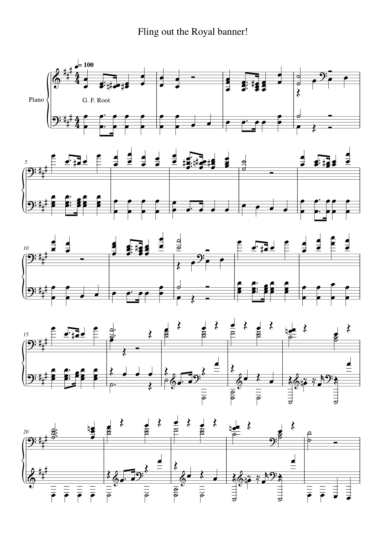 Fling out the Royal banner! Piano Sheet Music Page 1 Free PDF