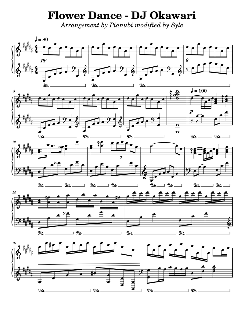 Flower Dance Piano Sheet Music Score Page 1