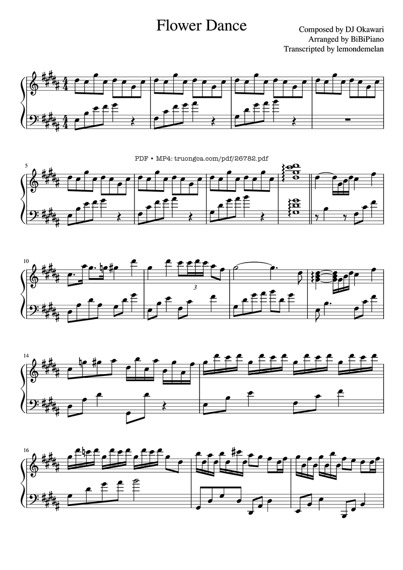 Flower Dance Piano Sheet Music Page 1 Free PDF