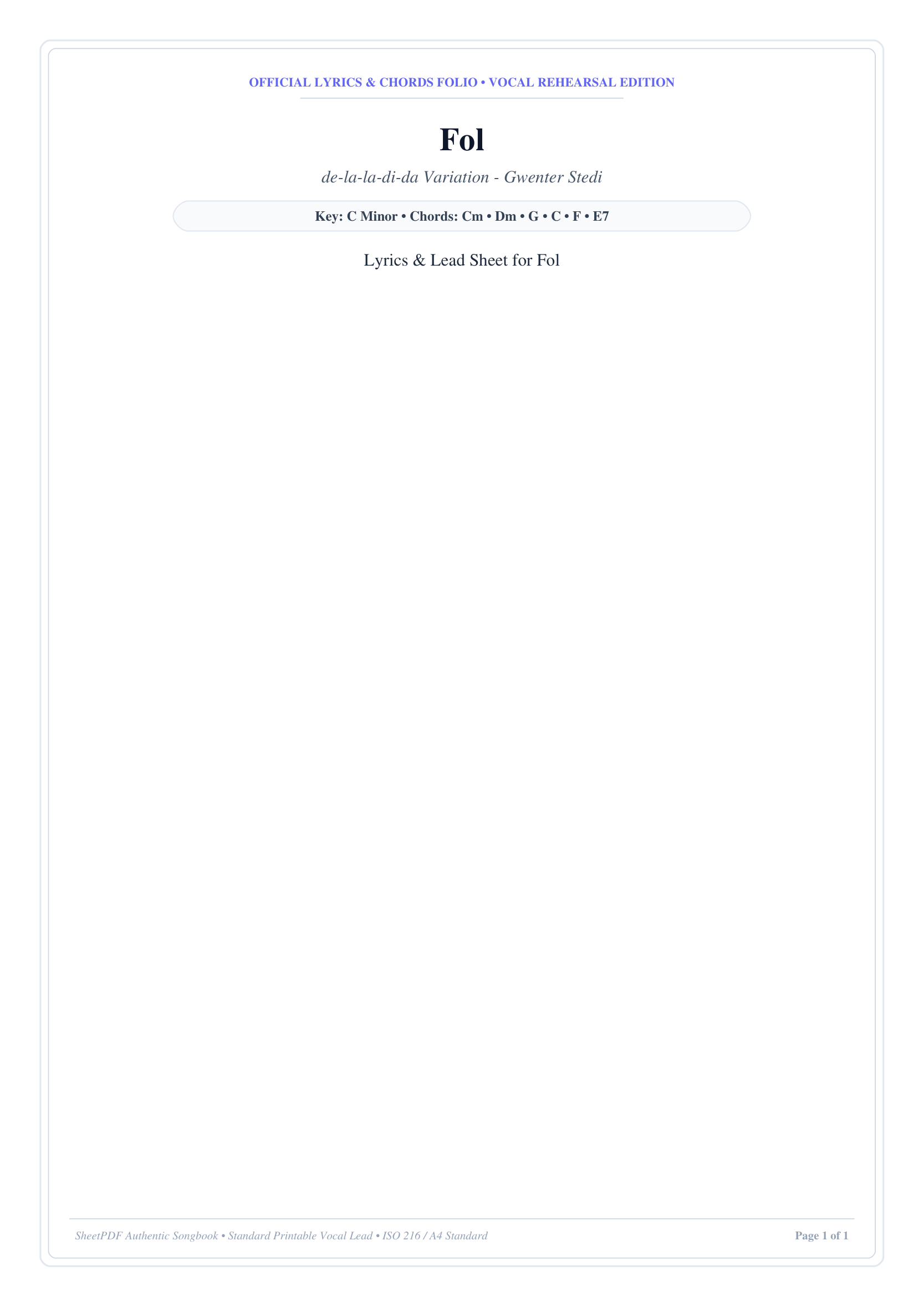 Fol Piano Sheet Music Page 1 Free PDF