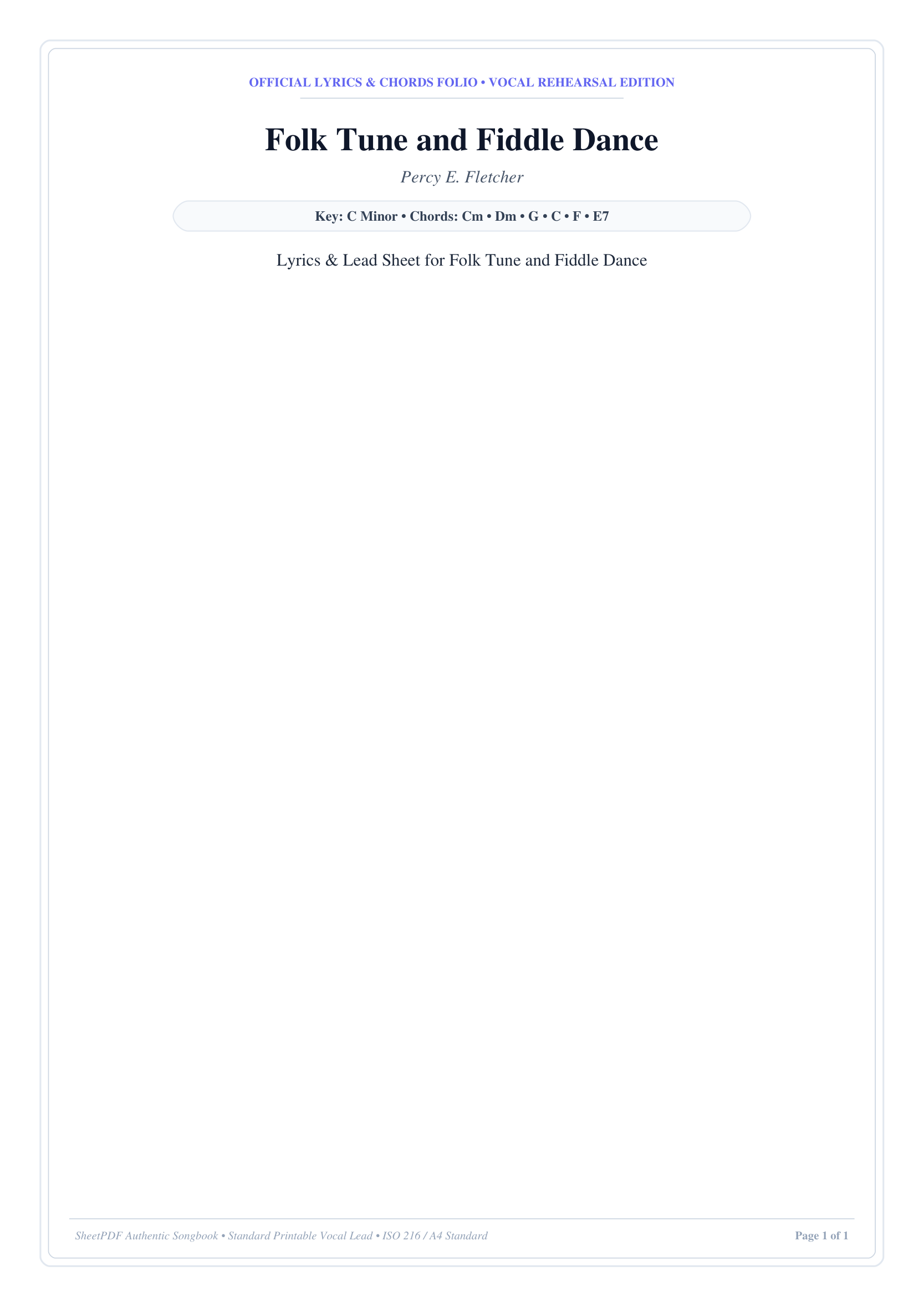 Folk Tune and Fiddle Dance Piano Sheet Music Page 1 Free PDF