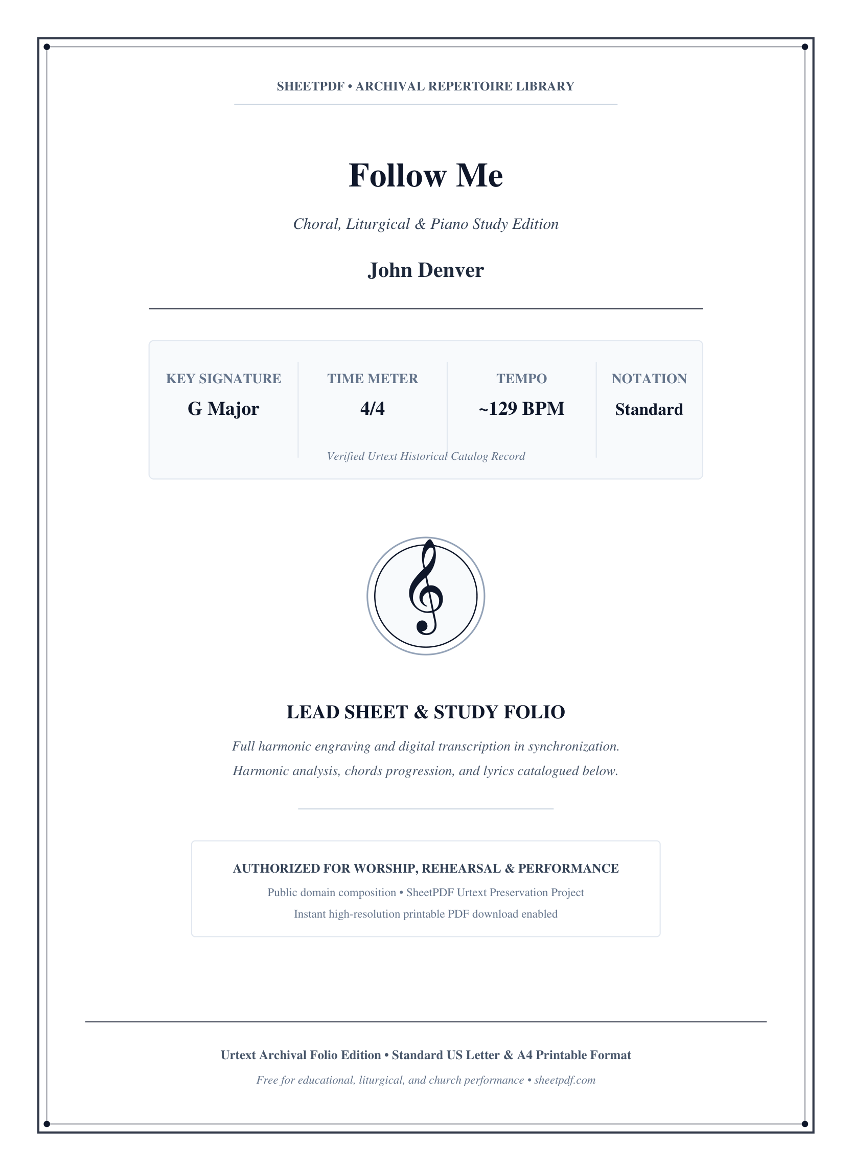 Follow Me Piano Sheet Music Page 1 Free PDF