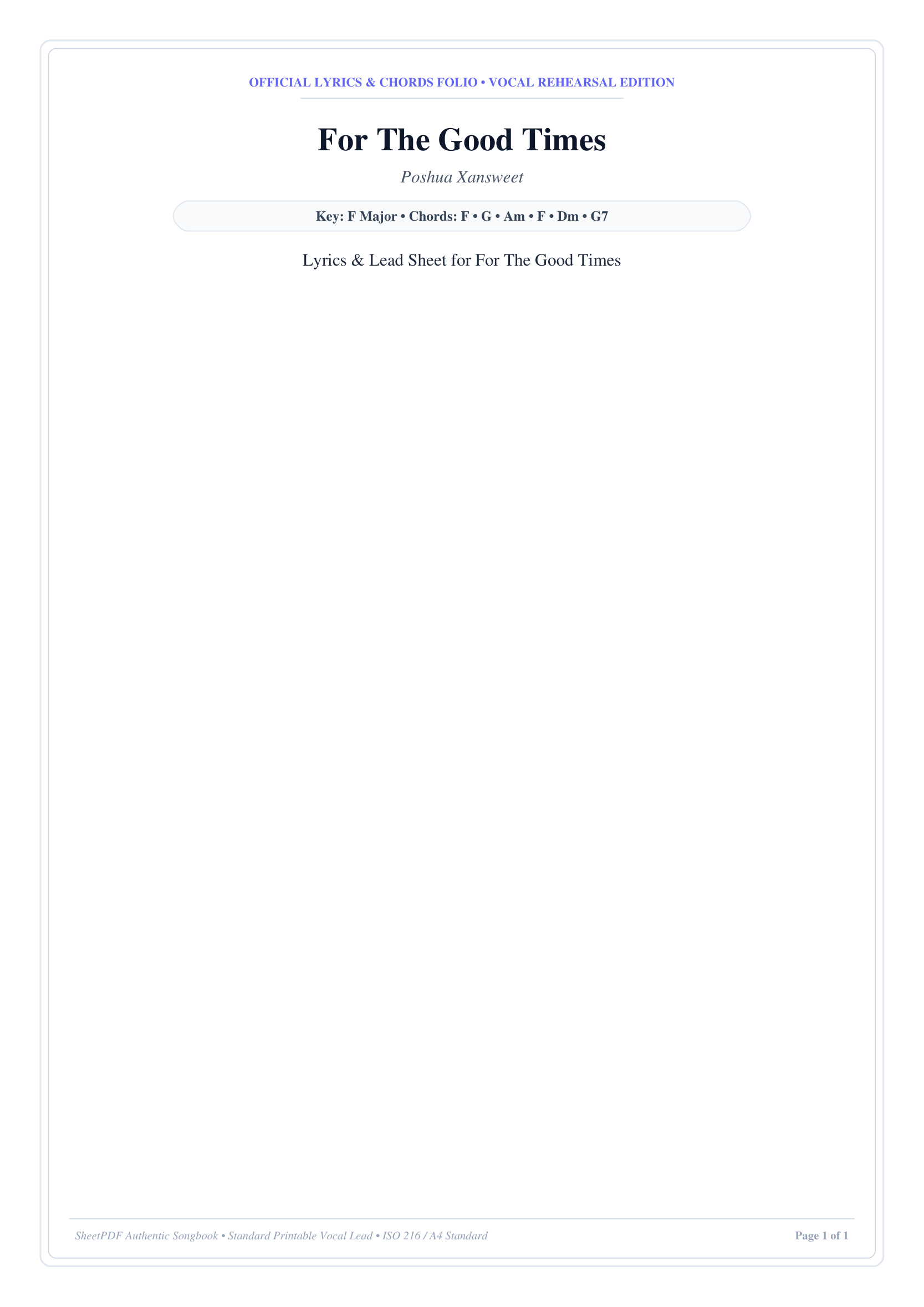 For The Good Times Piano Sheet Music Page 1 Free PDF