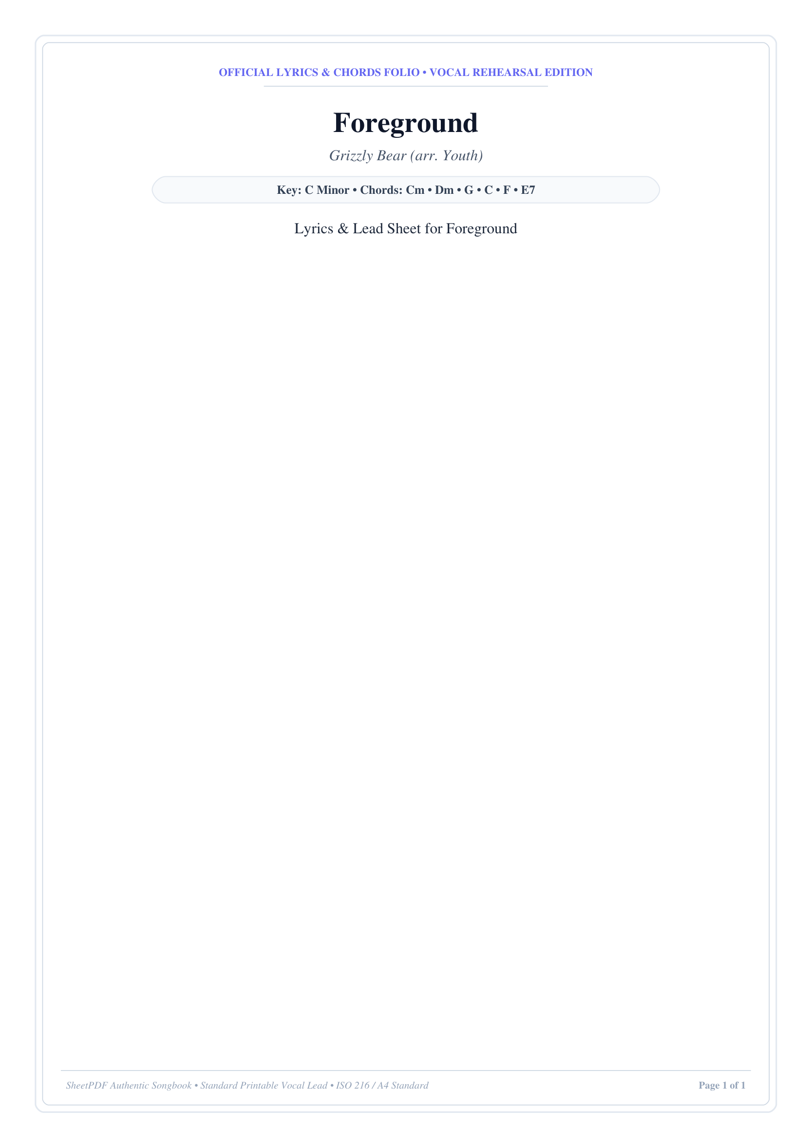 Foreground Piano Sheet Music Page 1 Free PDF