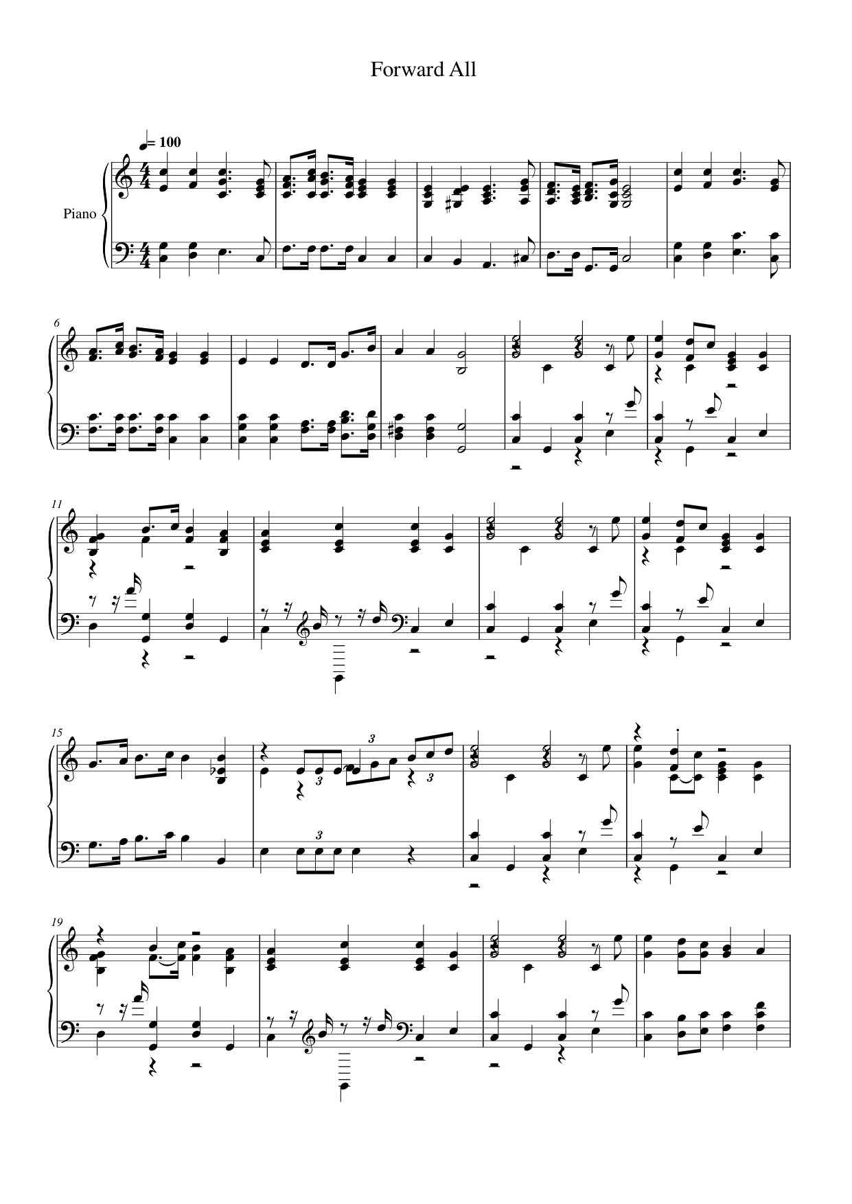 Forward All Piano Sheet Music Score Page 1