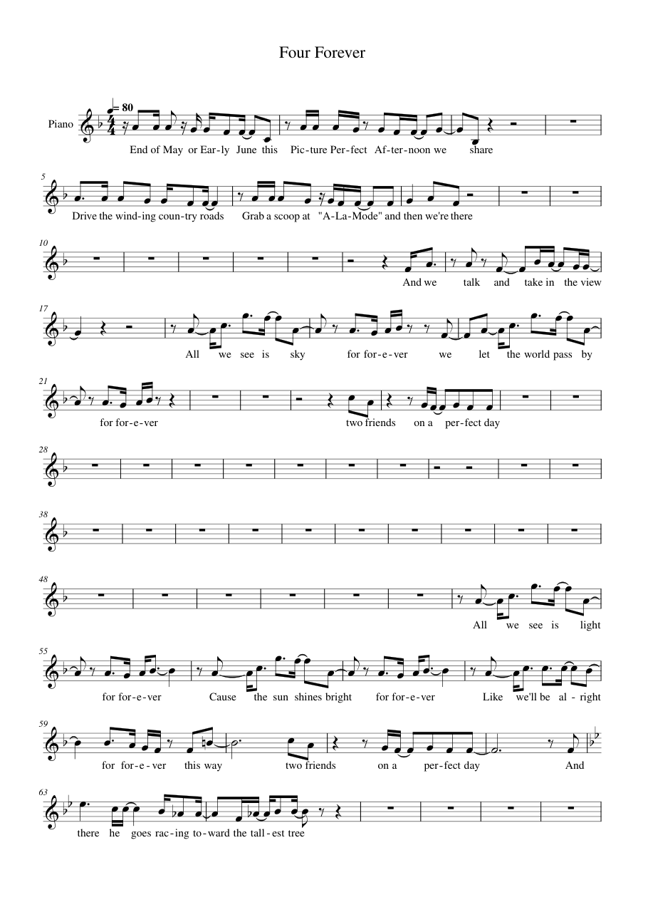 Four Forever Piano Sheet Music Page 1 Free PDF
