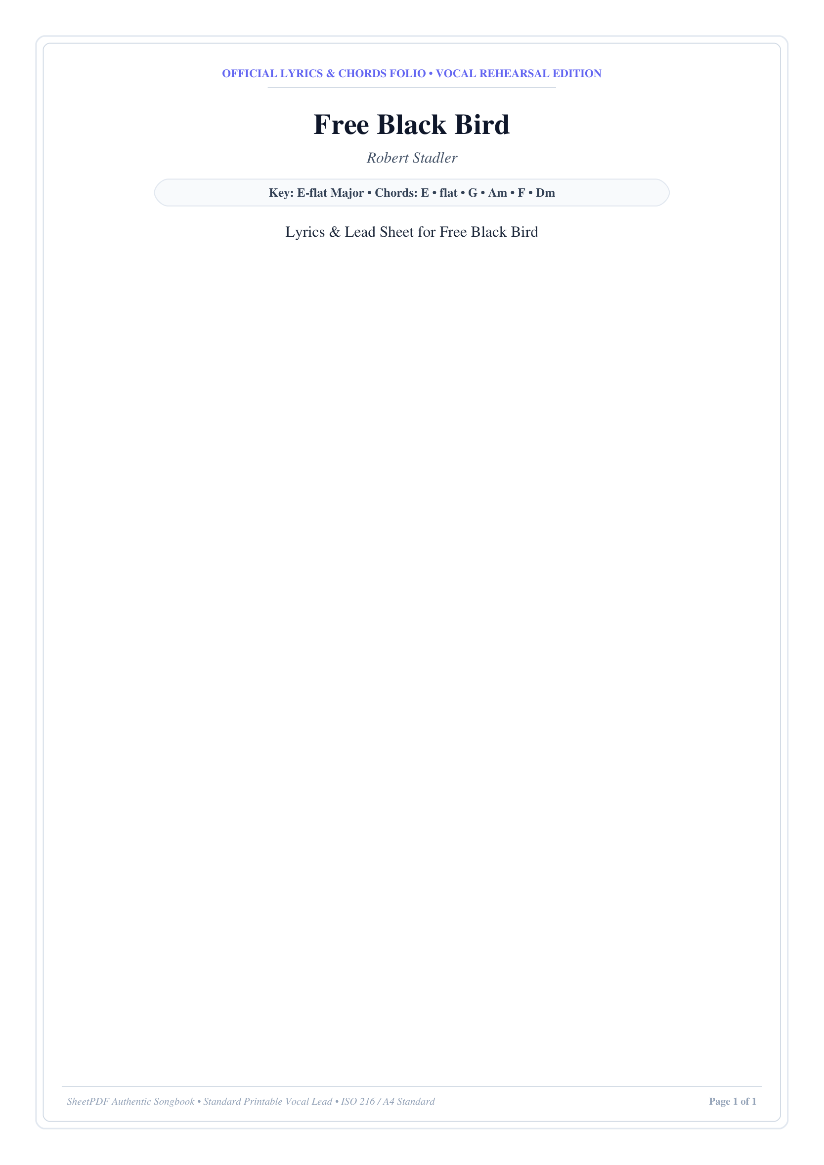 Free Black Bird Lyrics & Chords Folio