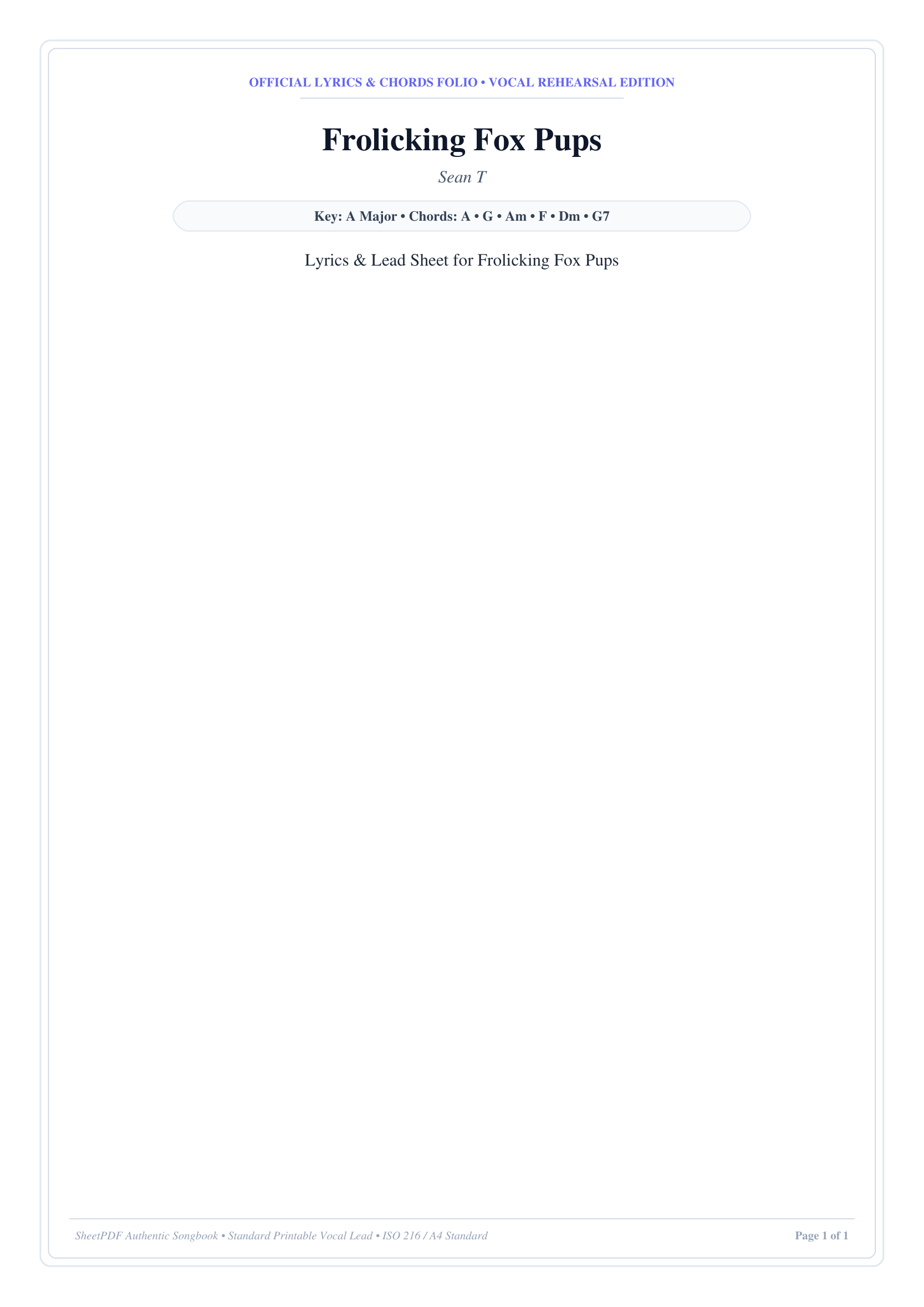 Frolicking Fox Pups Piano Sheet Music Page 1 Free PDF