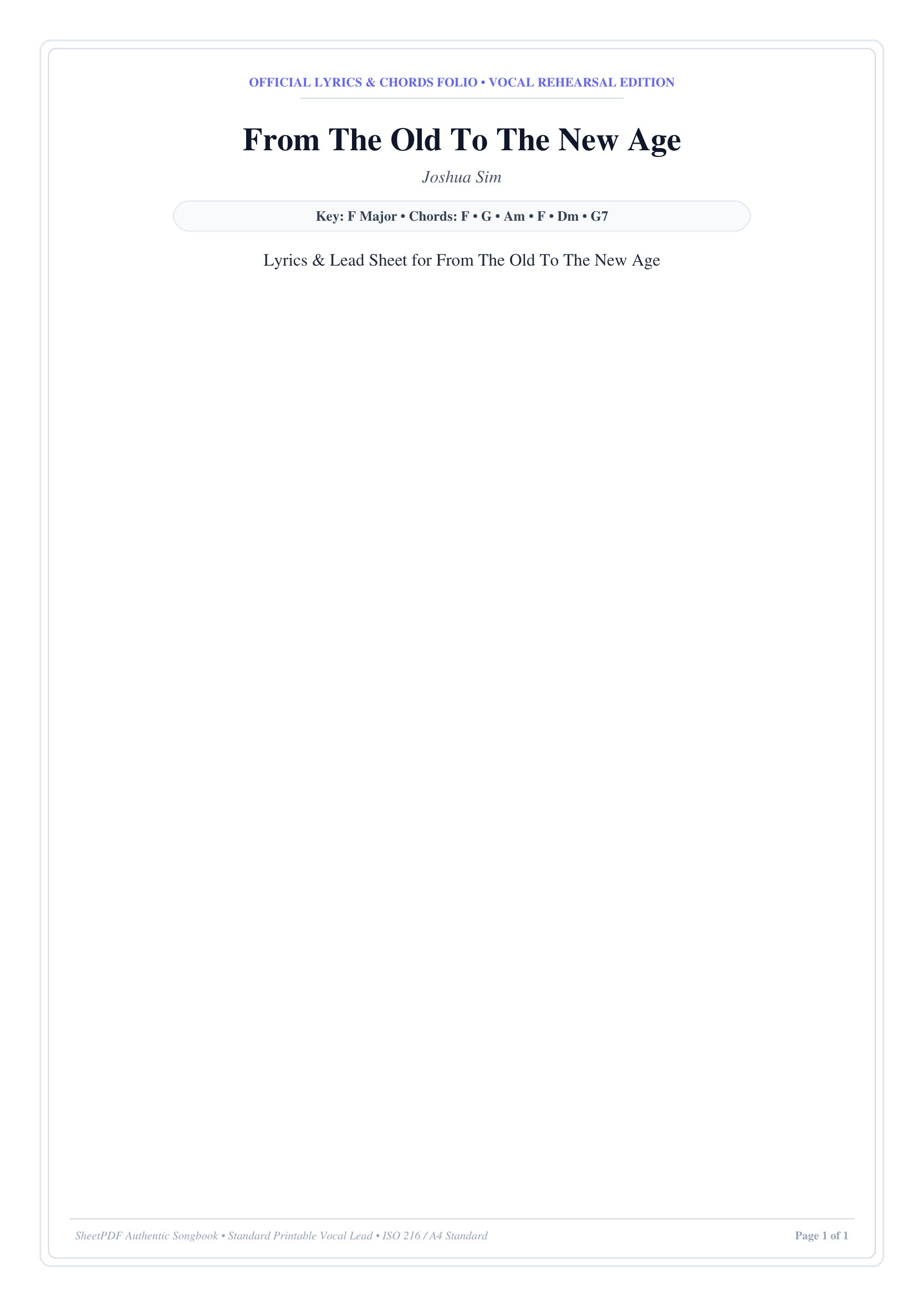From The Old To The New Age Piano Sheet Music Page 1 Free PDF