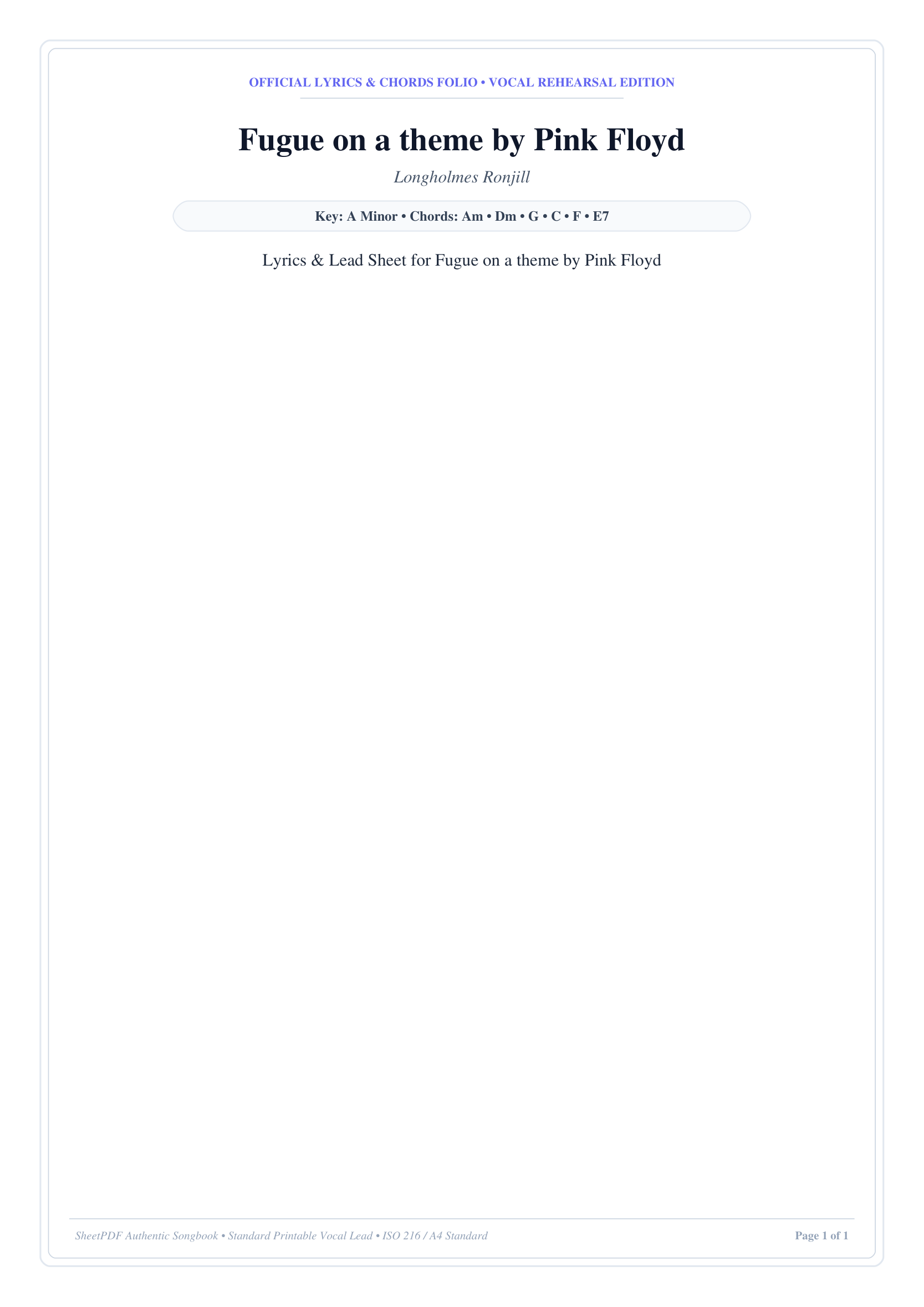 Fugue on a theme by Pink Floyd Piano Sheet Music Page 1 Free PDF