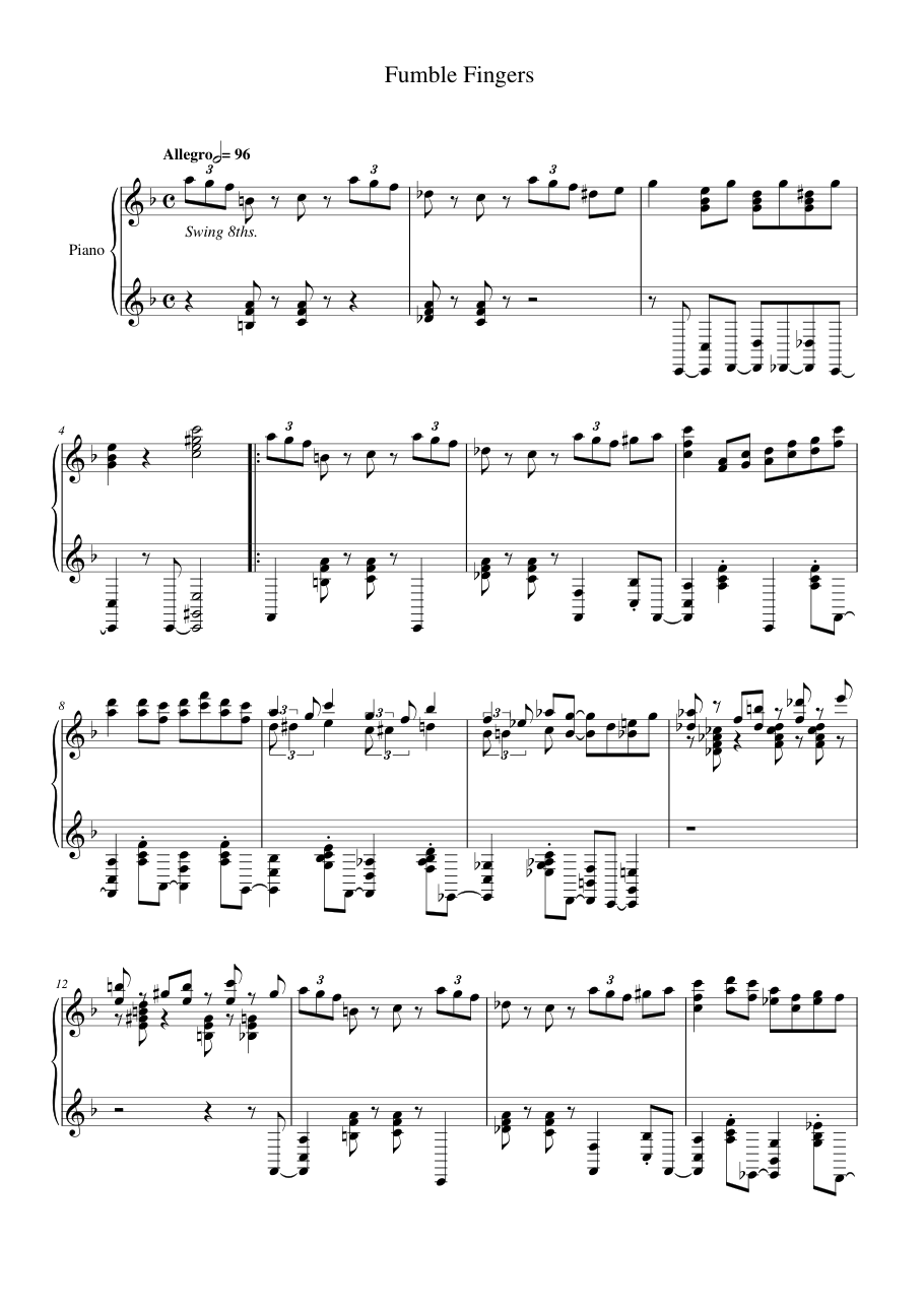 Fumble Fingers Piano Sheet Music Page 1 Free PDF