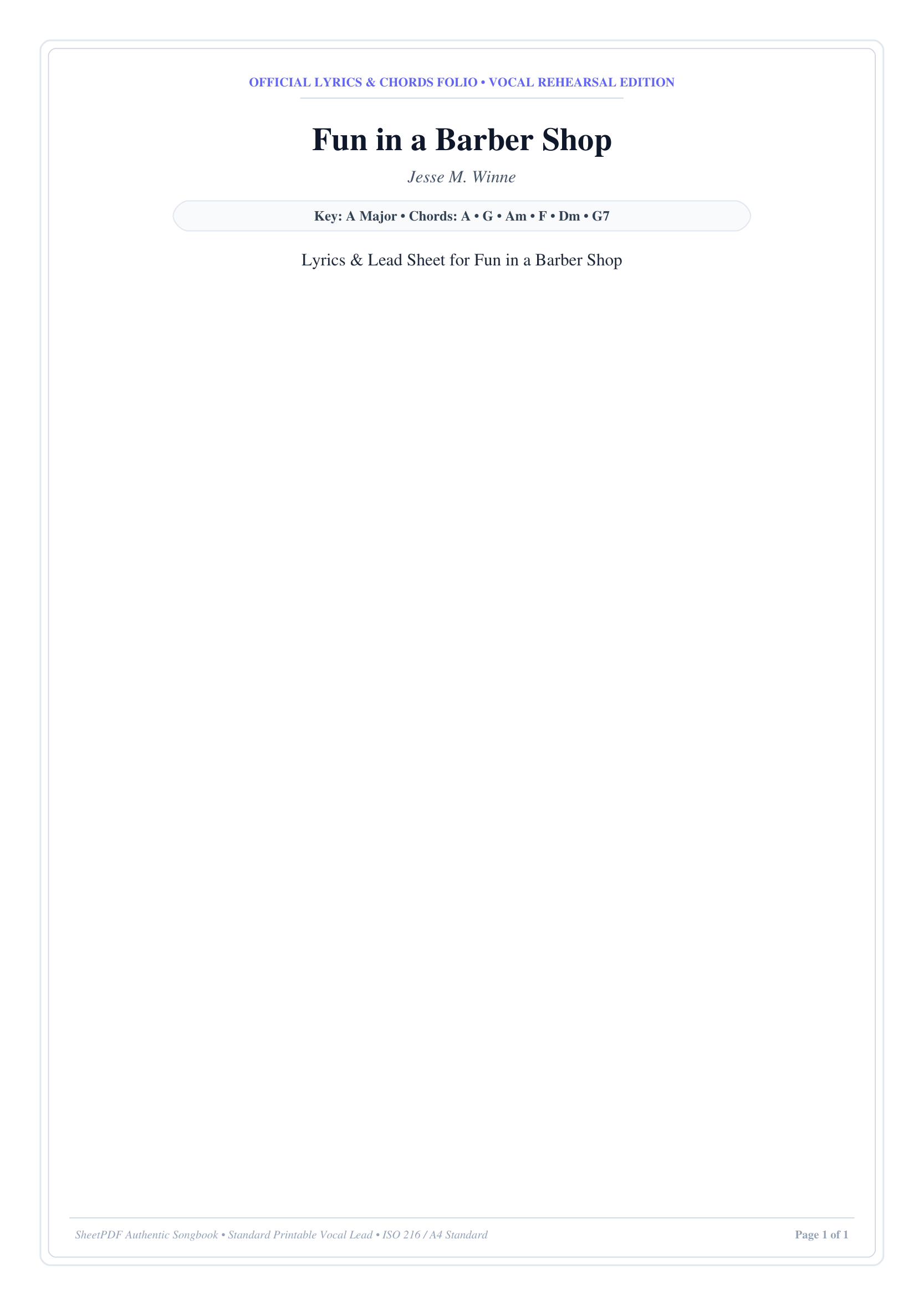 Fun in a Barber Shop Piano Sheet Music Page 1 Free PDF