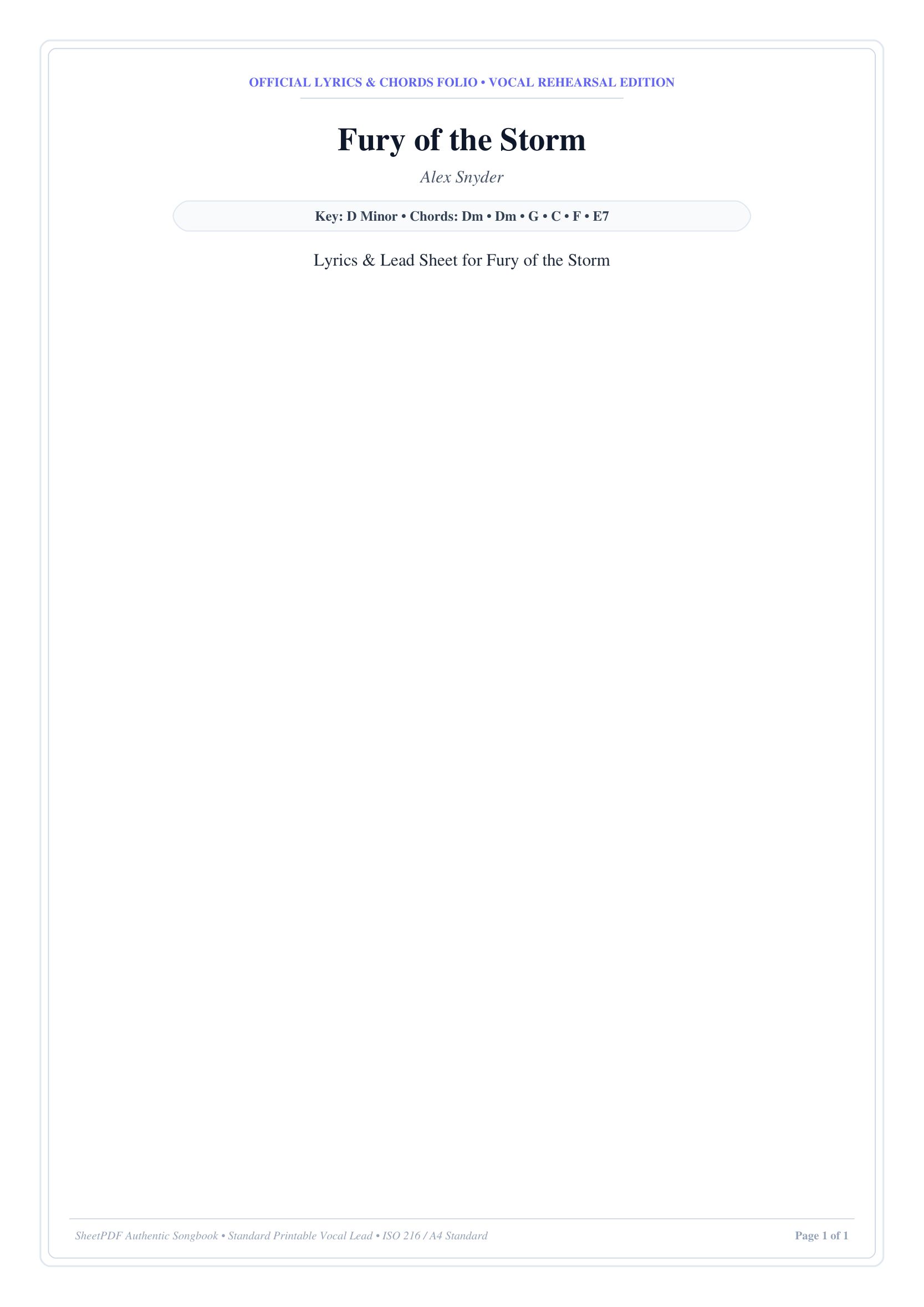 Fury of the Storm Piano Sheet Music Page 1 Free PDF