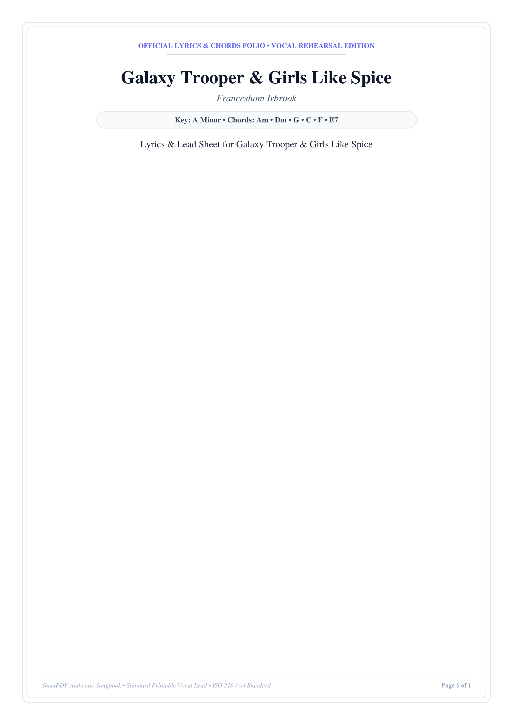 Galaxy Trooper & Girls Like Spice Piano Sheet Music Page 1 Free PDF