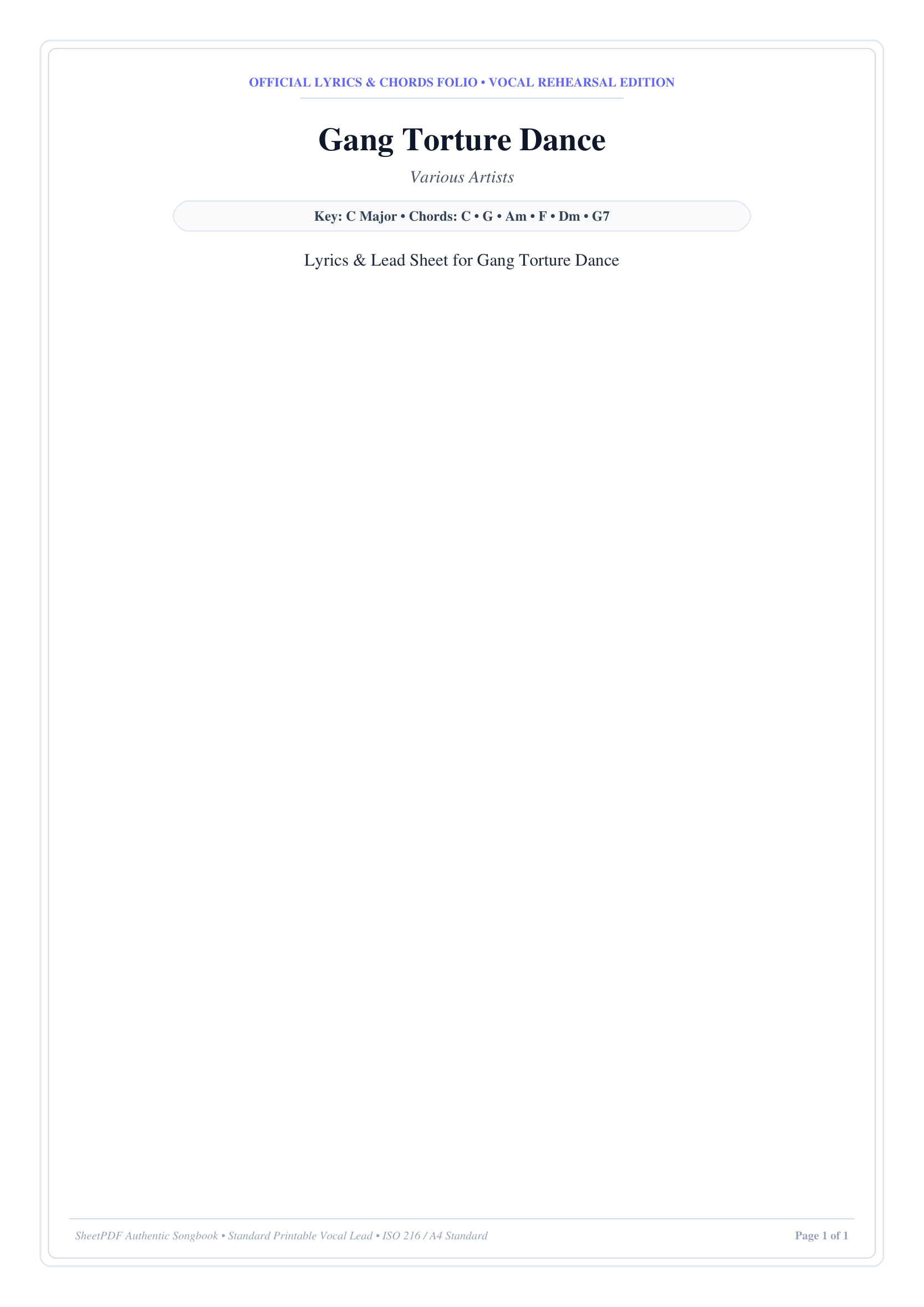 Gang Torture Dance Lyrics & Chords Folio